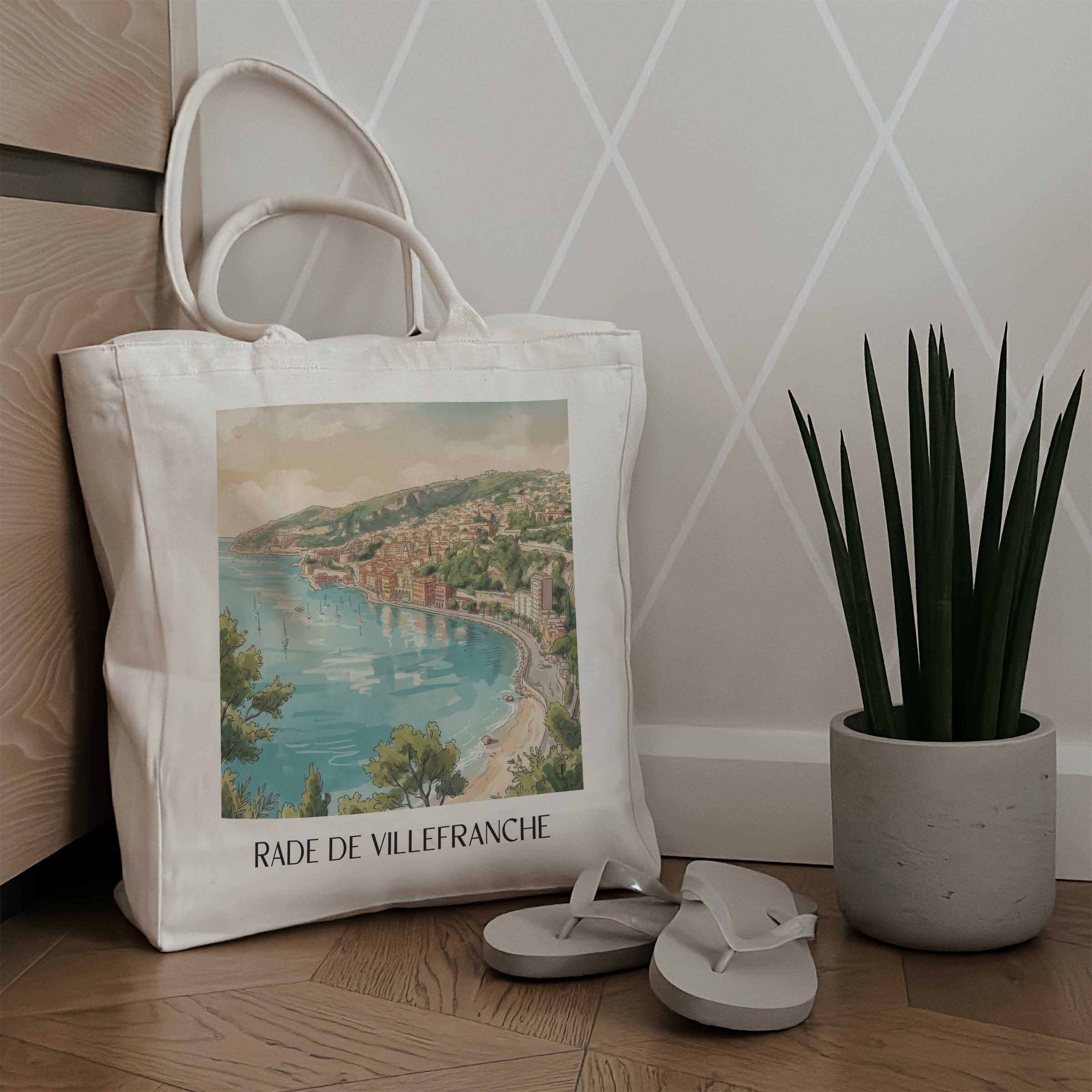 rade-de-villefranche-côte-d´azur-frankreich-einkaufstasche-aquarell