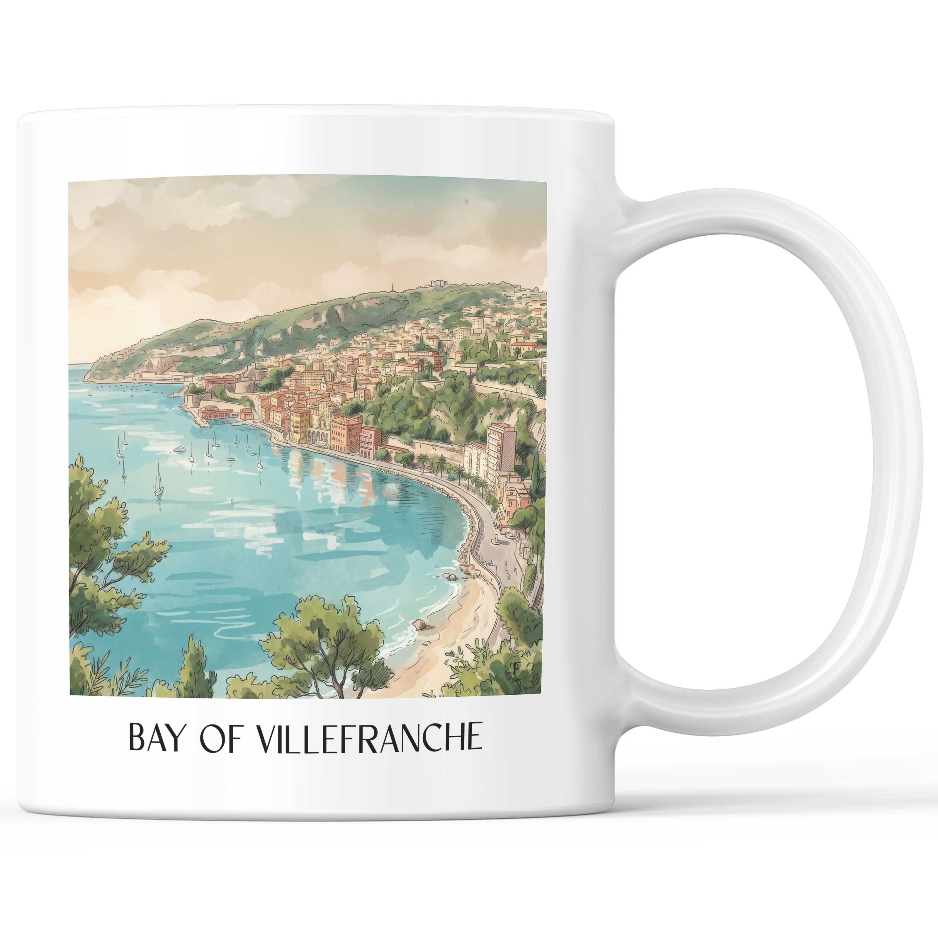 Rade de Villefranche Kaffeebecher - Côte d´Azur - Frankreich Becher - Kaffeetasse im Aquarell Stil