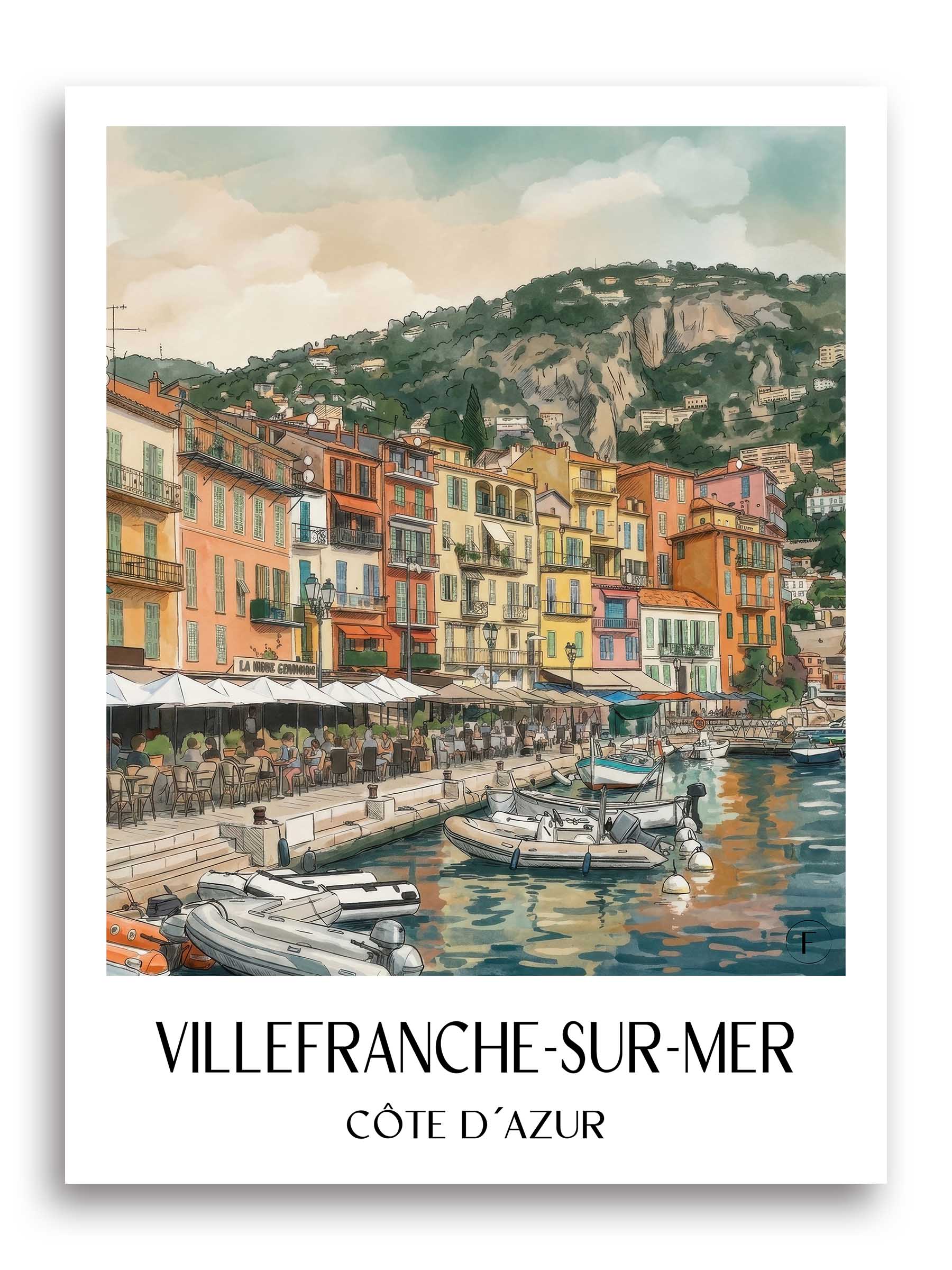 villefranche-sur-mer-côte-d´azur-frankreich-poster-aquarell