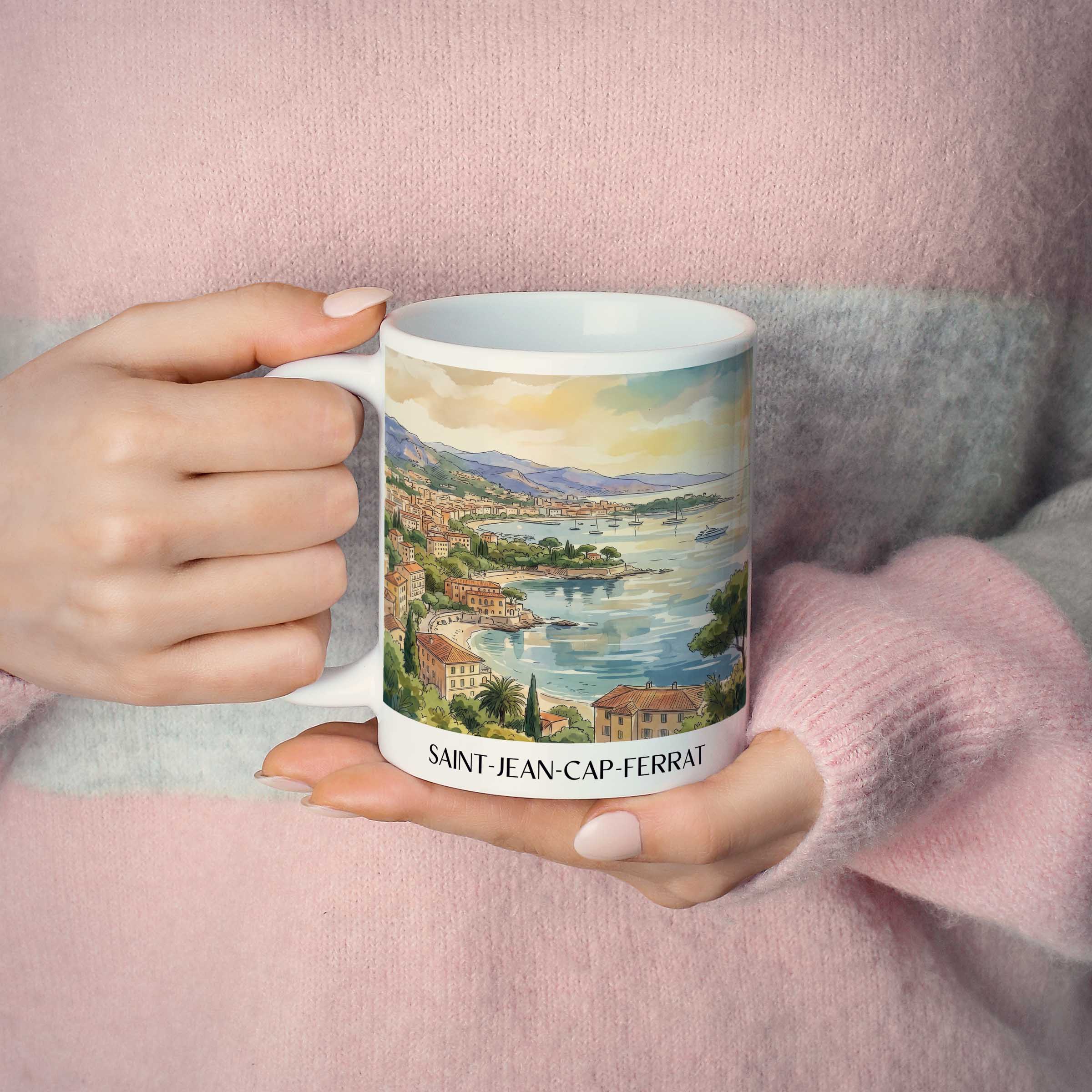 saint-jean-cap-ferrat-côte-d´azur-frankreich-kaffeebecher-aquarell