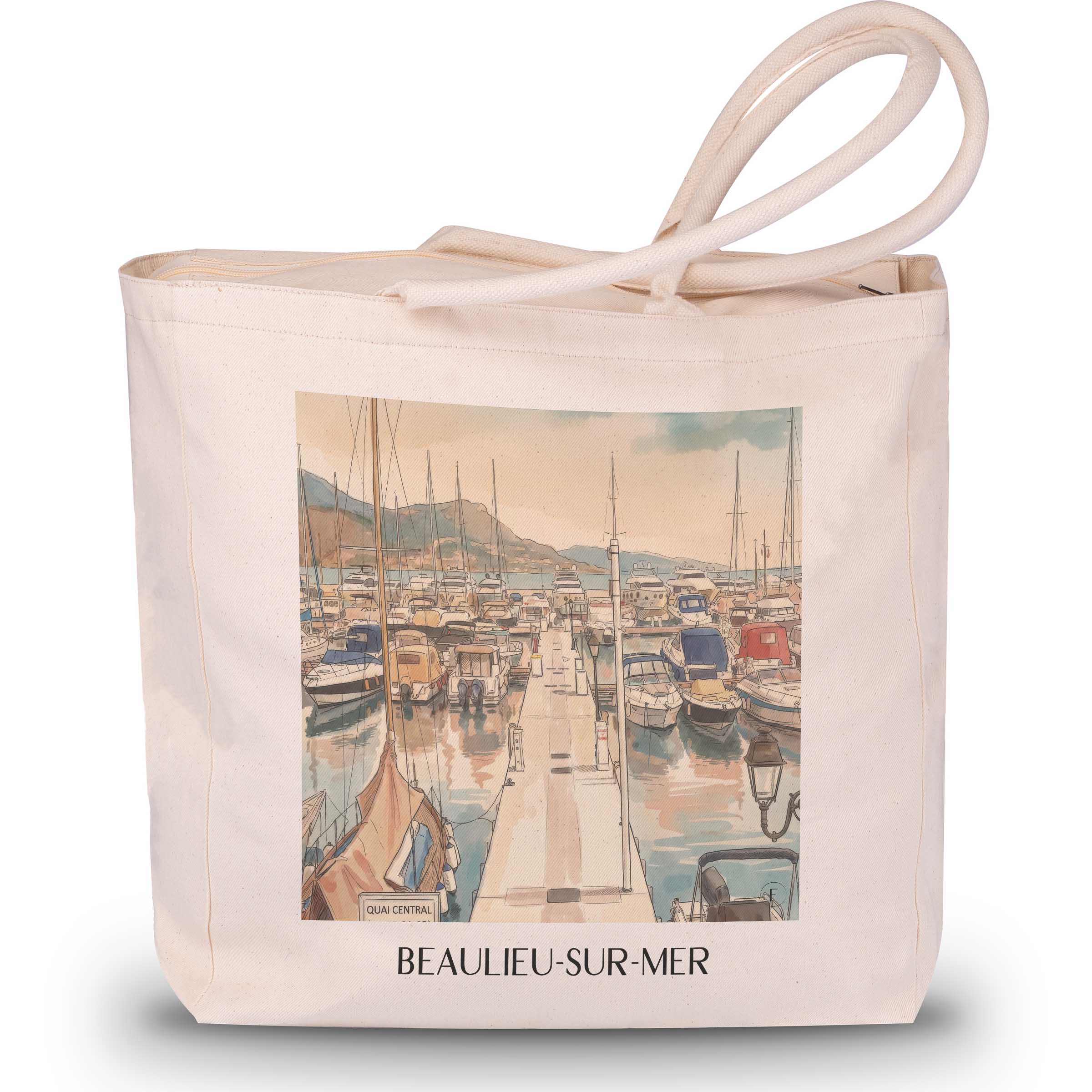 beaulieu-sur-mer-côte-d´azur-frankreich-einkaufstasche-aquarell