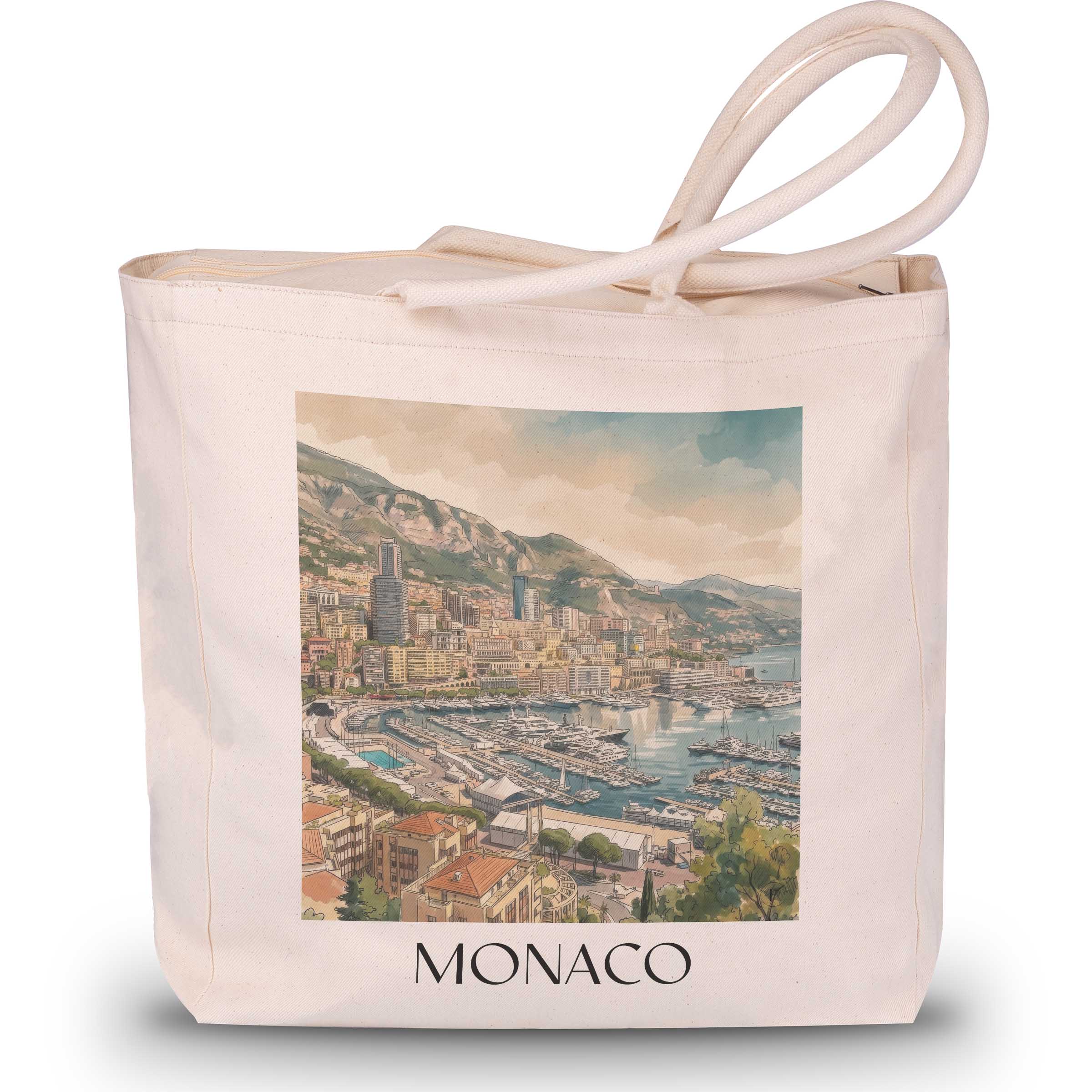 monaco-côte-d´azur-monaco-einkaufstasche-aquarell