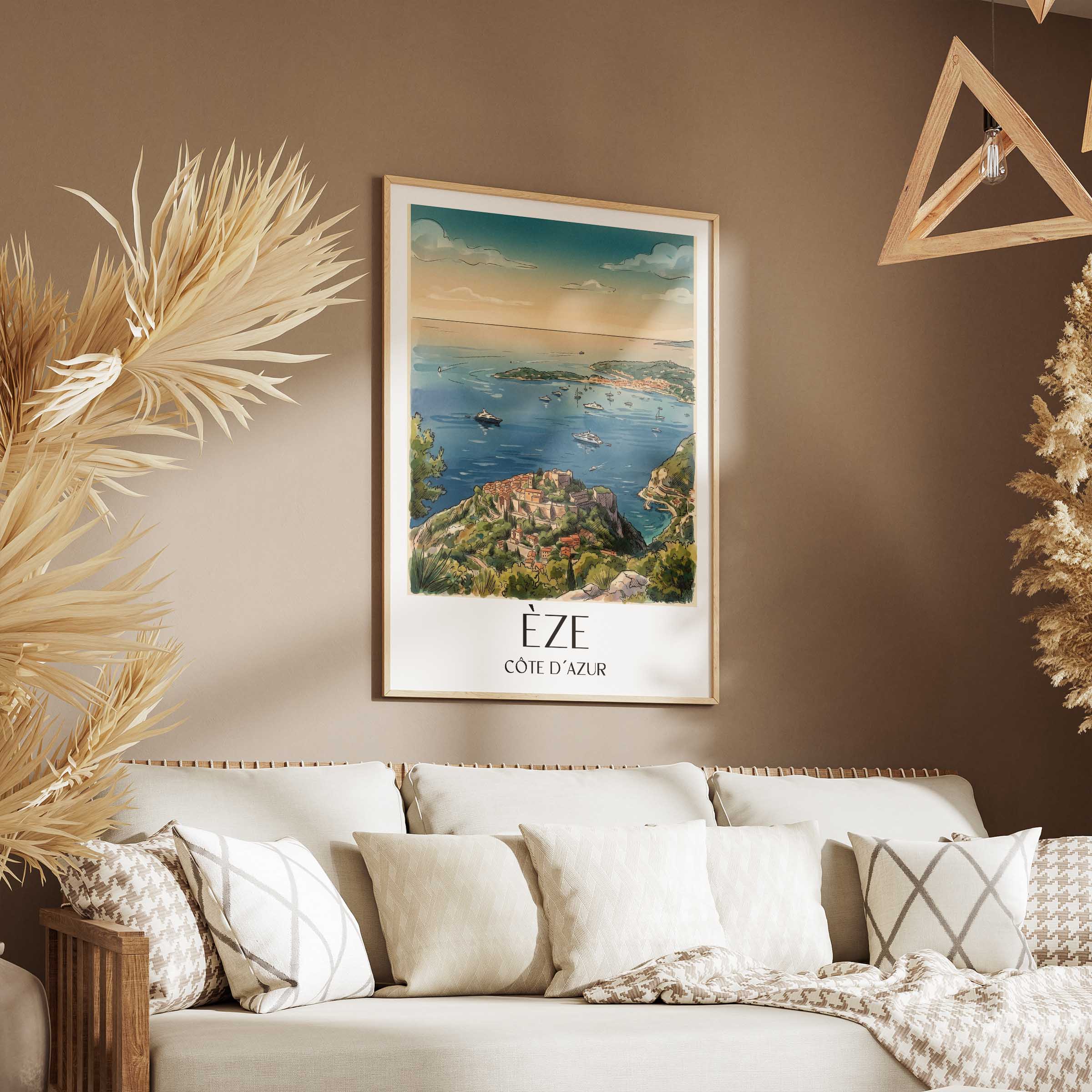 èze--côte-d´azur-frankreich-poster-aquarell