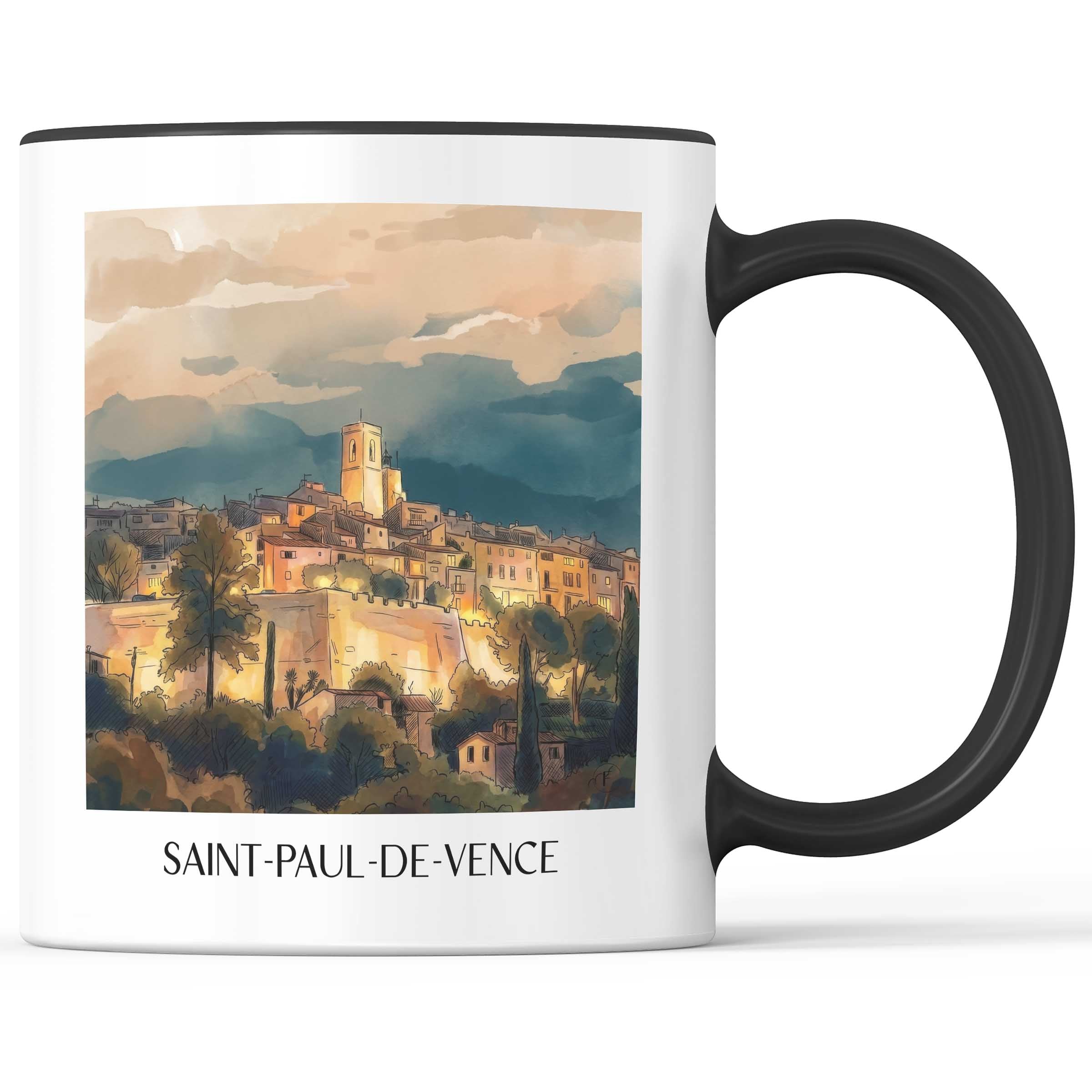 saint-paul-de-vence-côte-d´azur-frankreich-kaffeebecher-aquarell