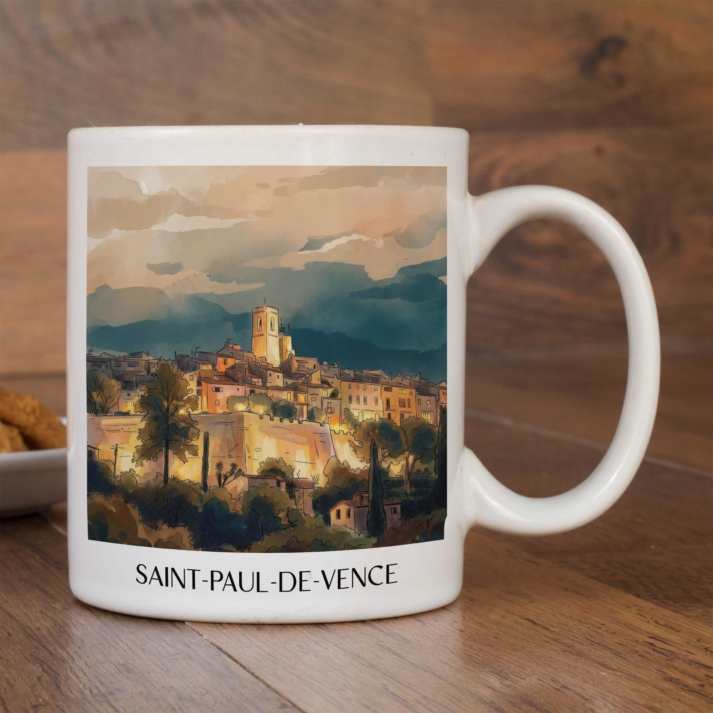 saint-paul-de-vence-côte-d´azur-frankreich-kaffeebecher-aquarell