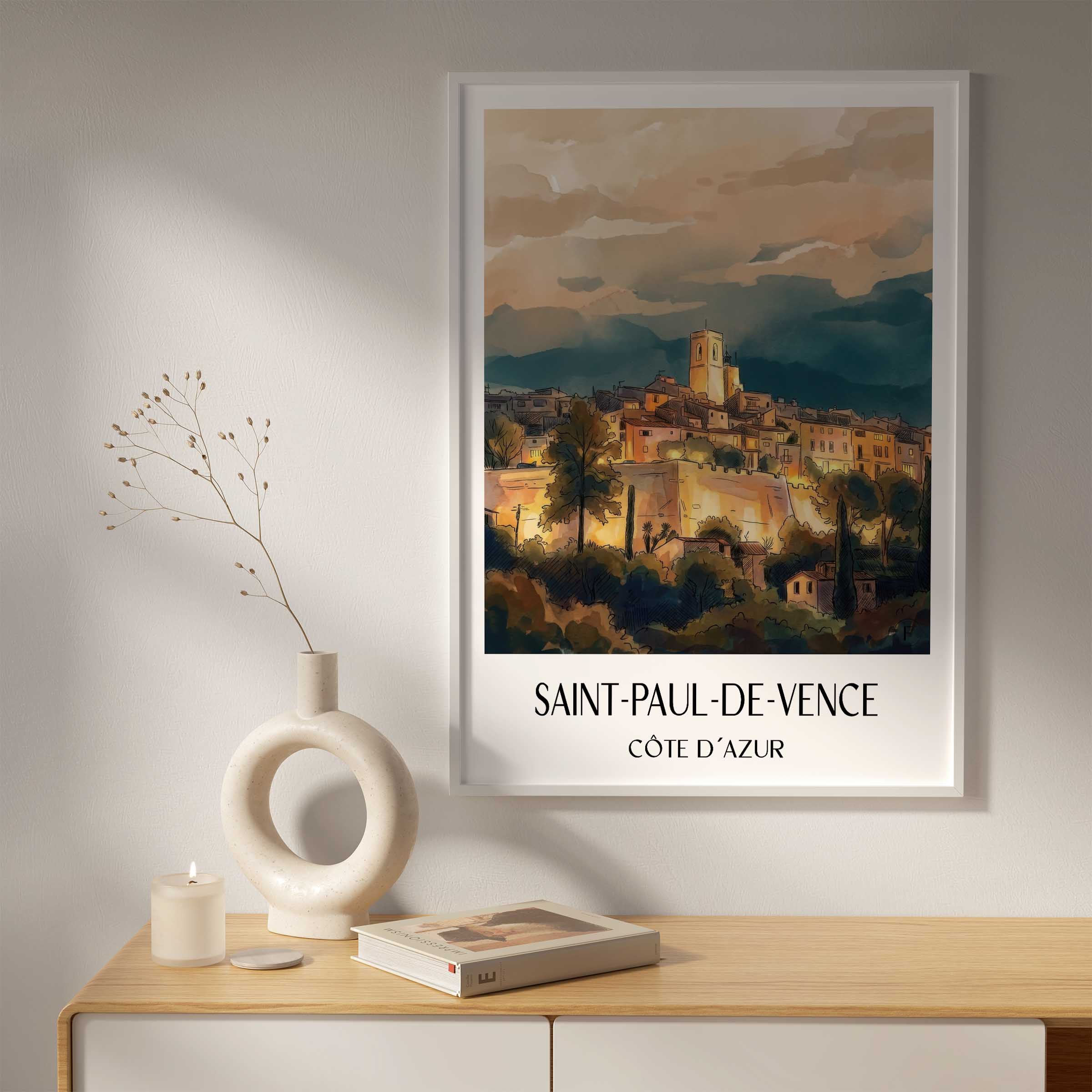 saint-paul-de-vence-côte-d´azur-frankreich-poster-aquarell