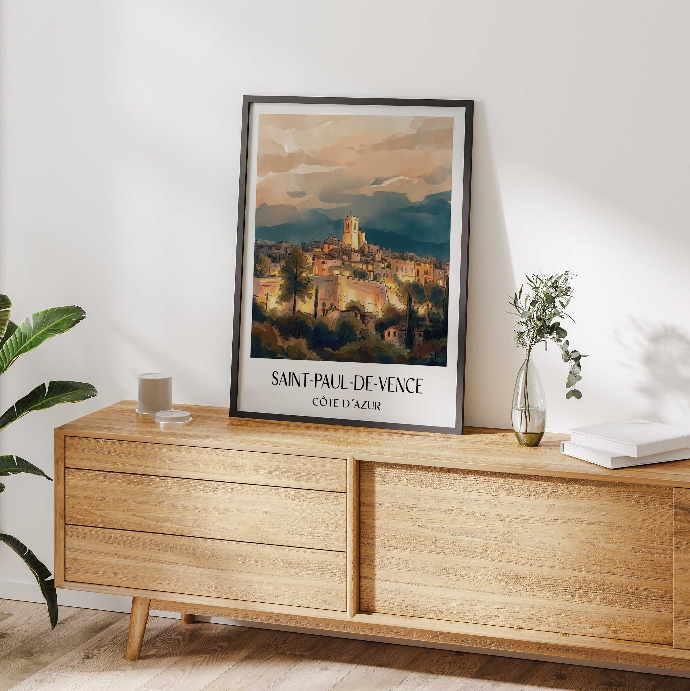 saint-paul-de-vence-côte-d´azur-frankreich-poster-aquarell