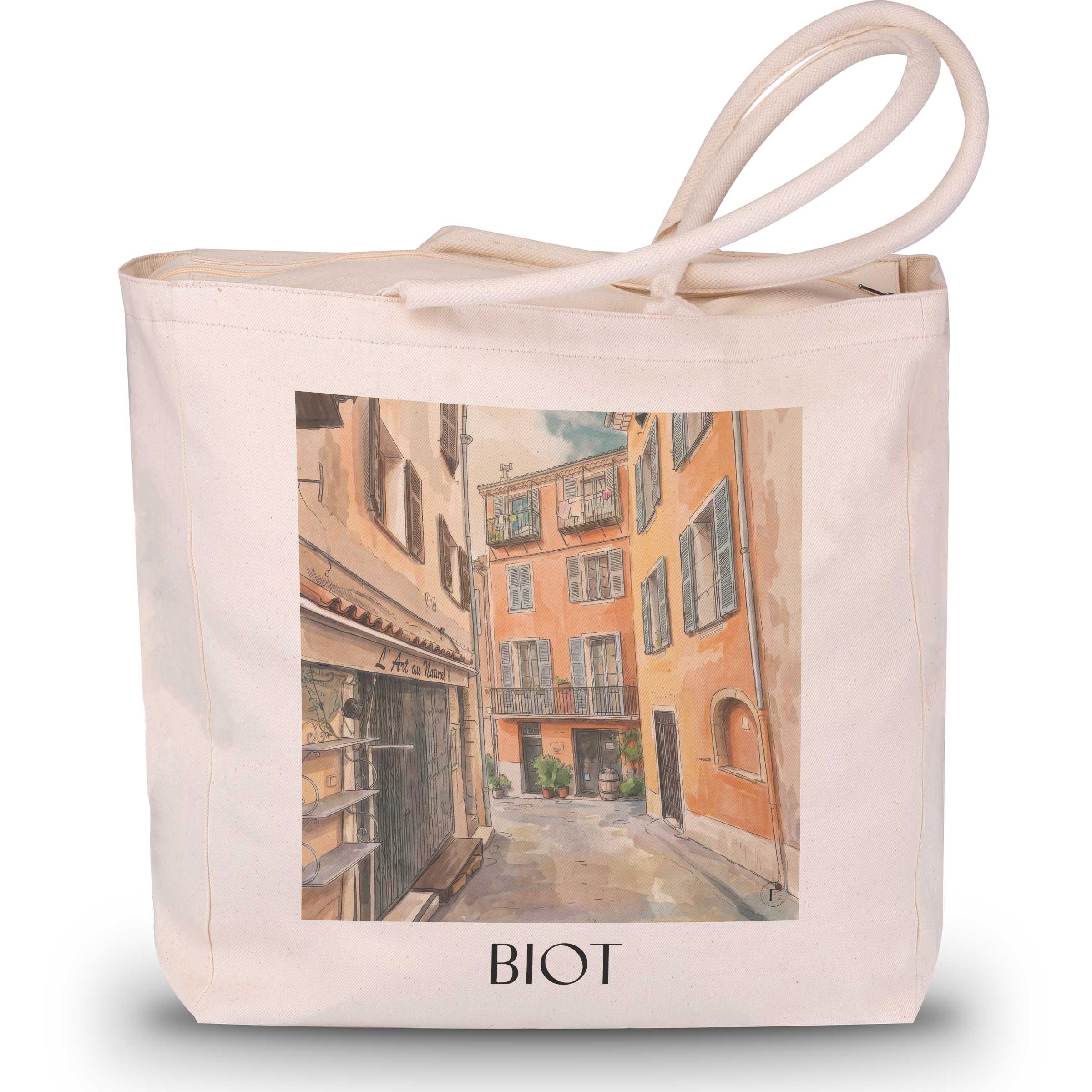 Biot Shopping Tasche - Côte d´Azur - Frankreich Tote Bag - Einkaufstasche im Aquarell Stil