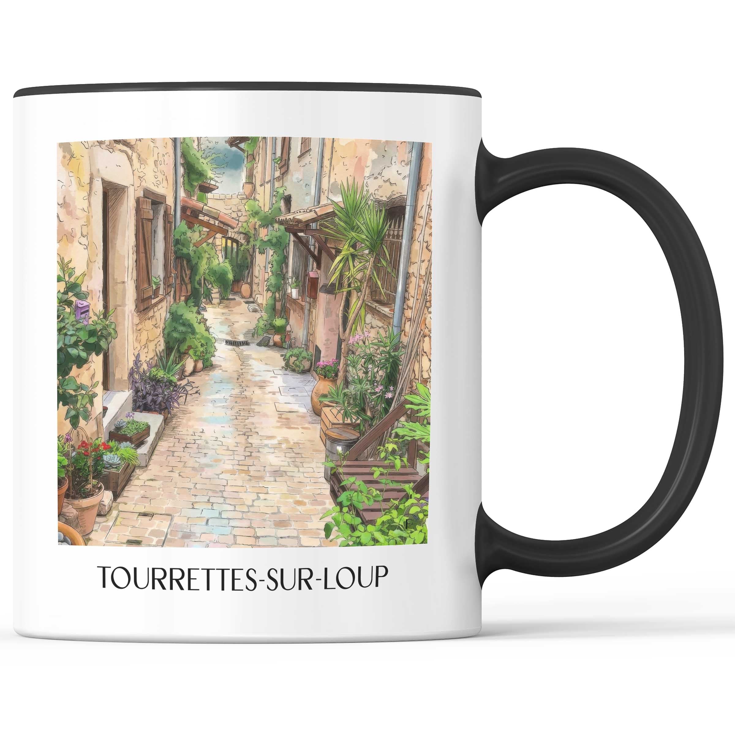 tourrettes-sur-loup-côte-d´azur-frankreich-kaffeebecher-aquarell