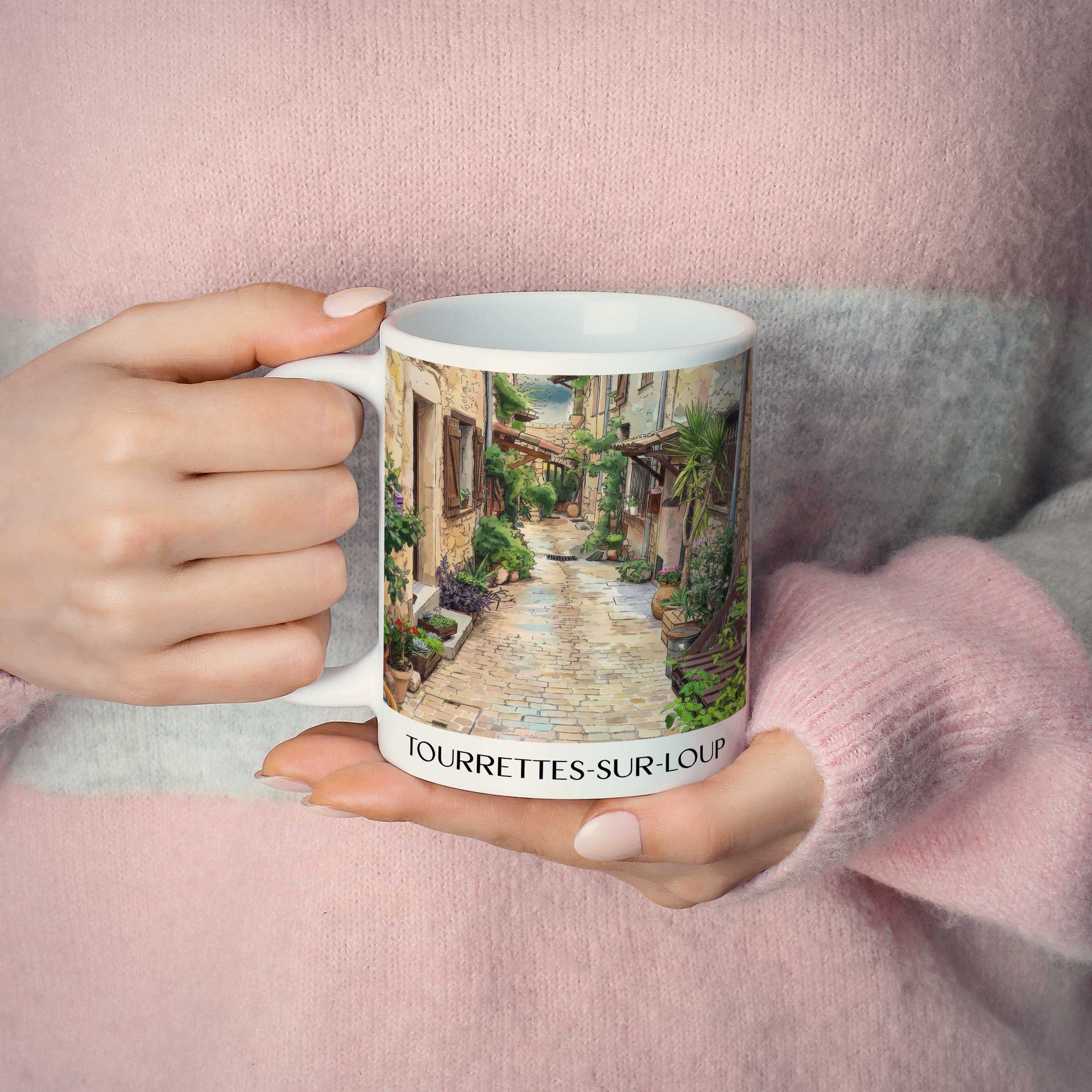 tourrettes-sur-loup-côte-d´azur-frankreich-kaffeebecher-aquarell