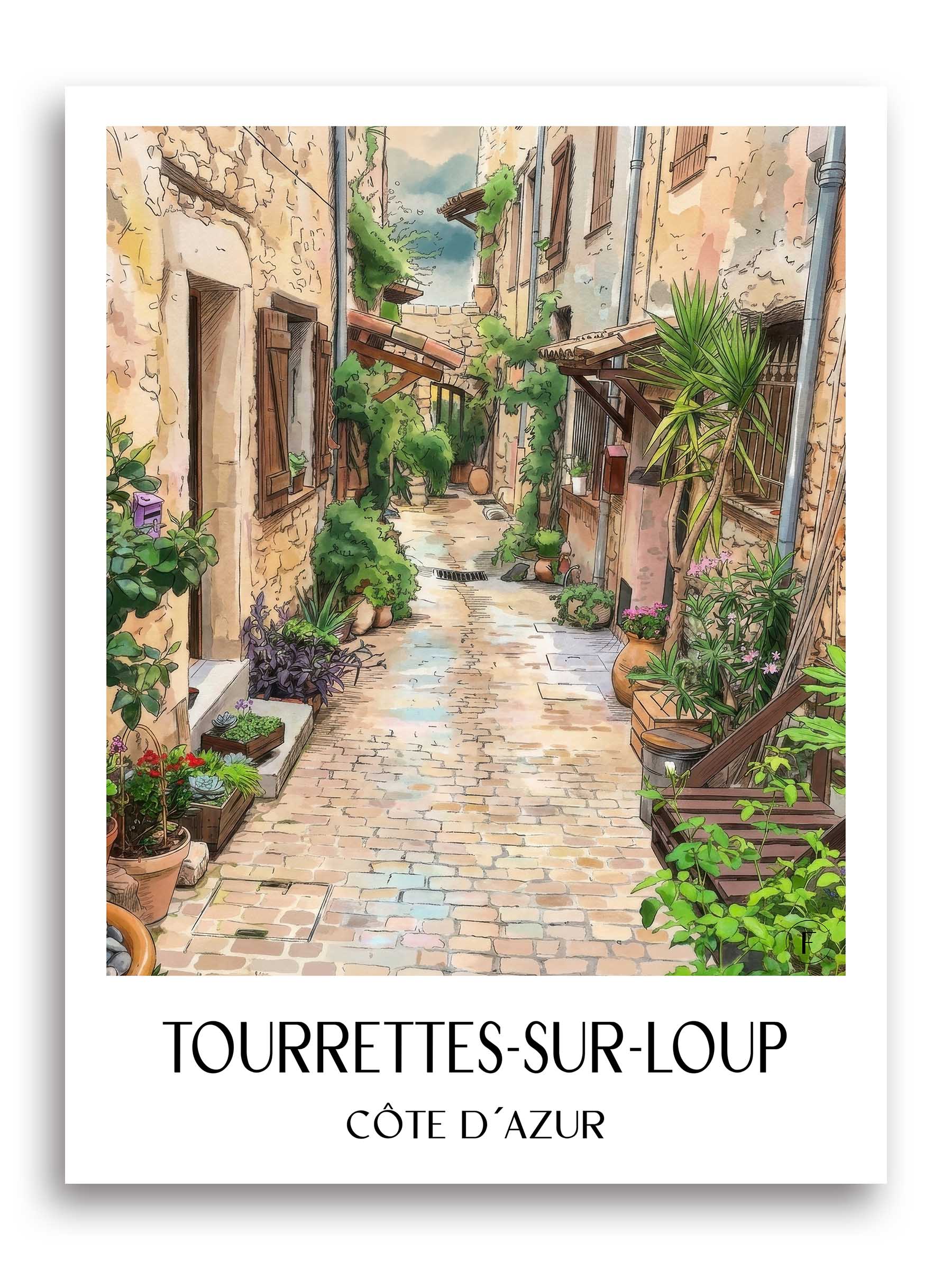 tourrettes-sur-loup-côte-d´azur-frankreich-poster-aquarell