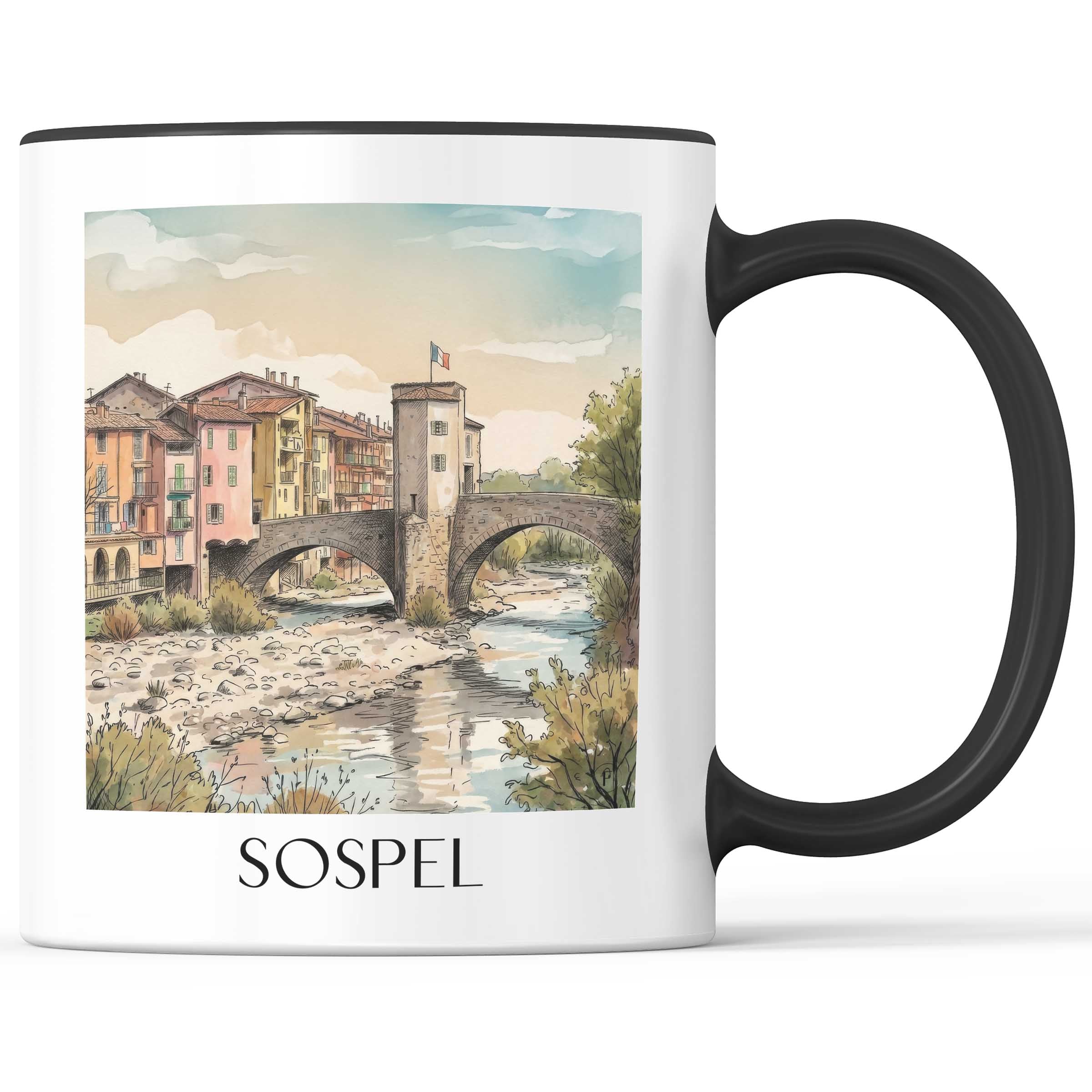 sospel-arrière-pays-niçois-frankreich-kaffeebecher-aquarell