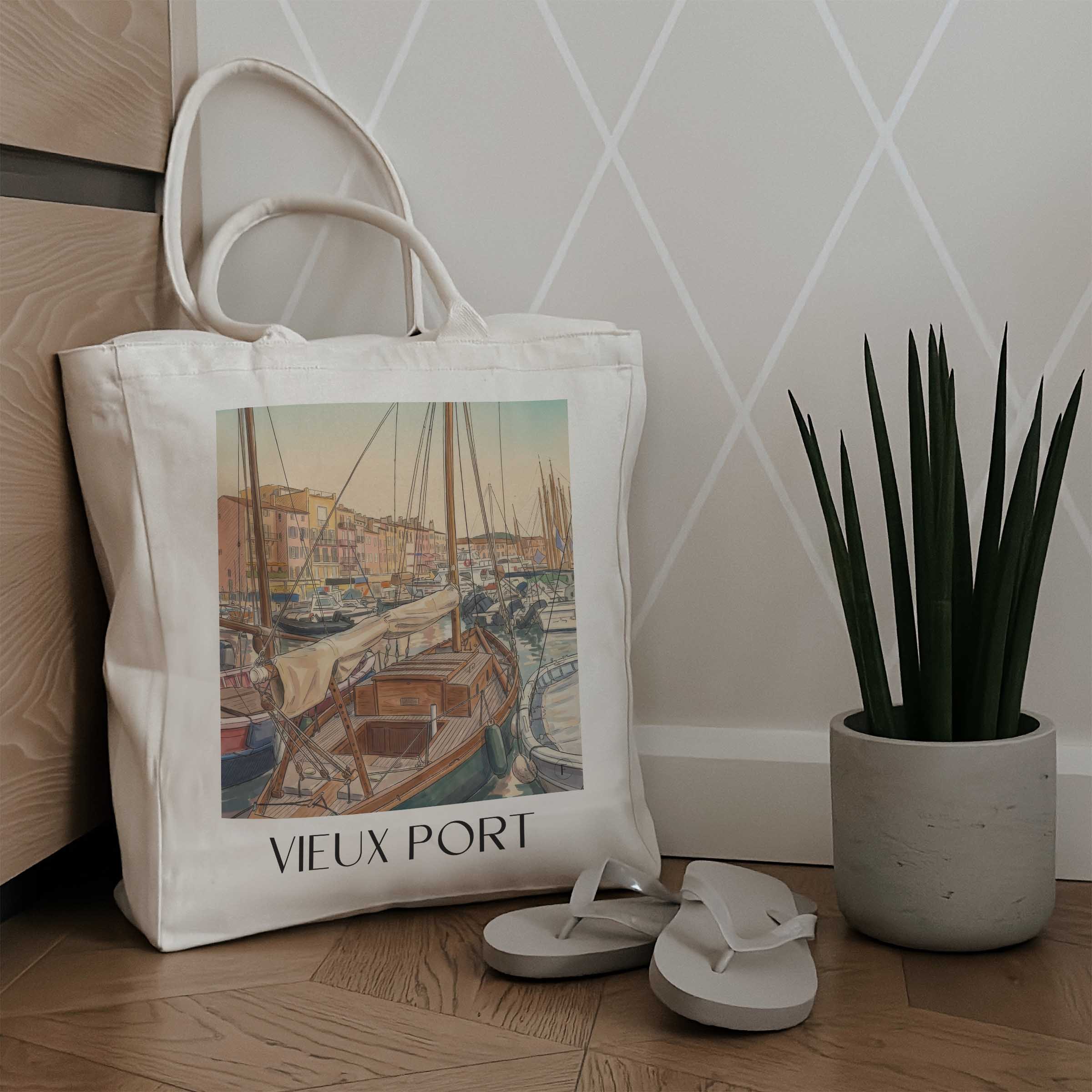 vieux-port-saint-tropez-frankreich-einkaufstasche-aquarell