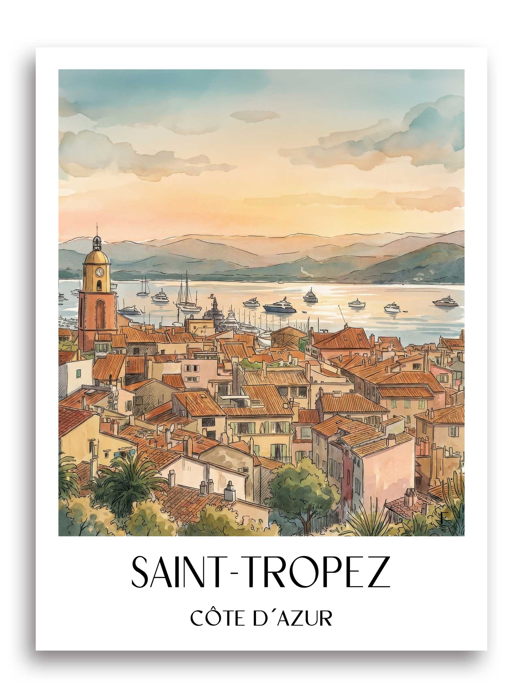 saint-tropez-côte-d´azur-frankreich-poster-aquarell
