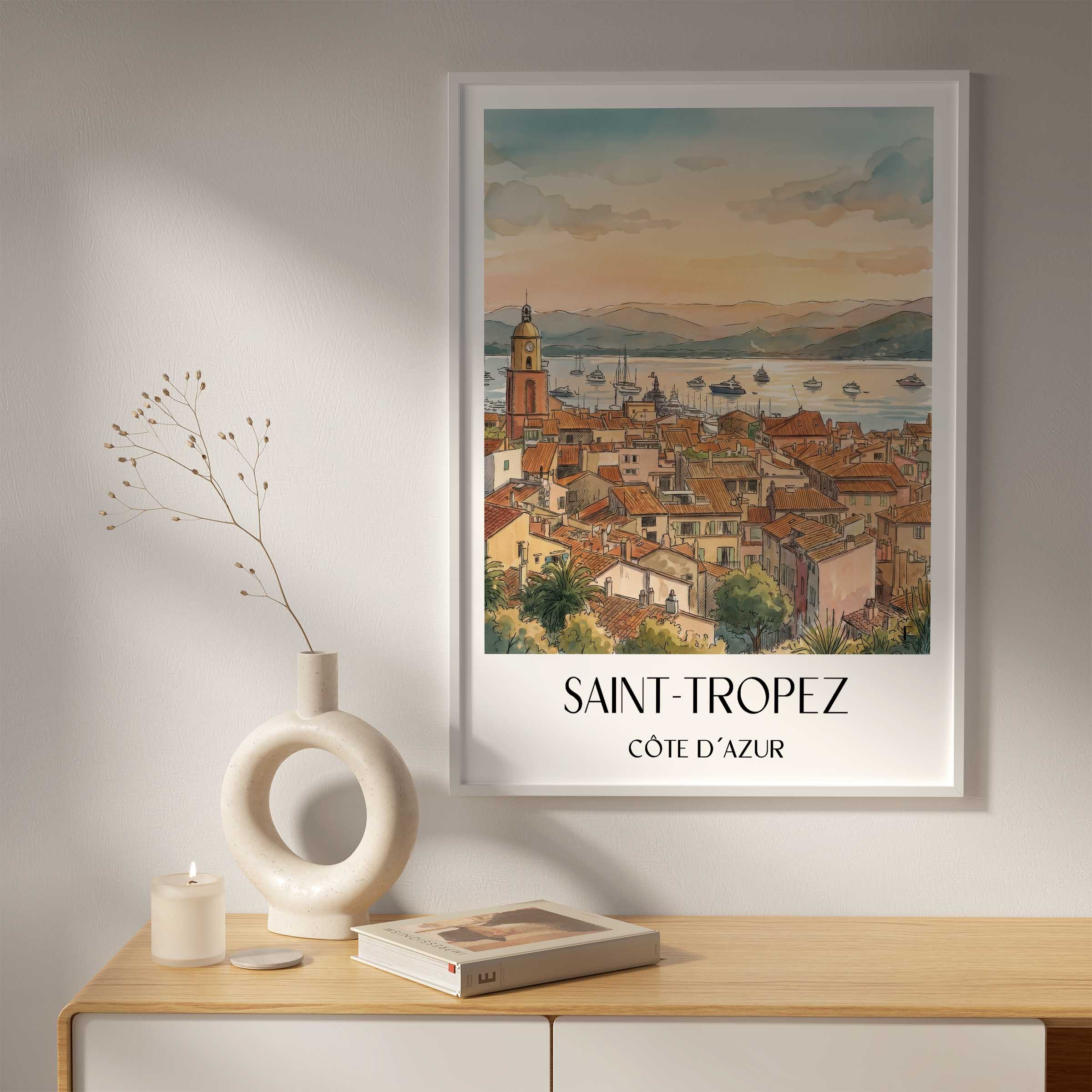 saint-tropez-côte-d´azur-frankreich-poster-aquarell