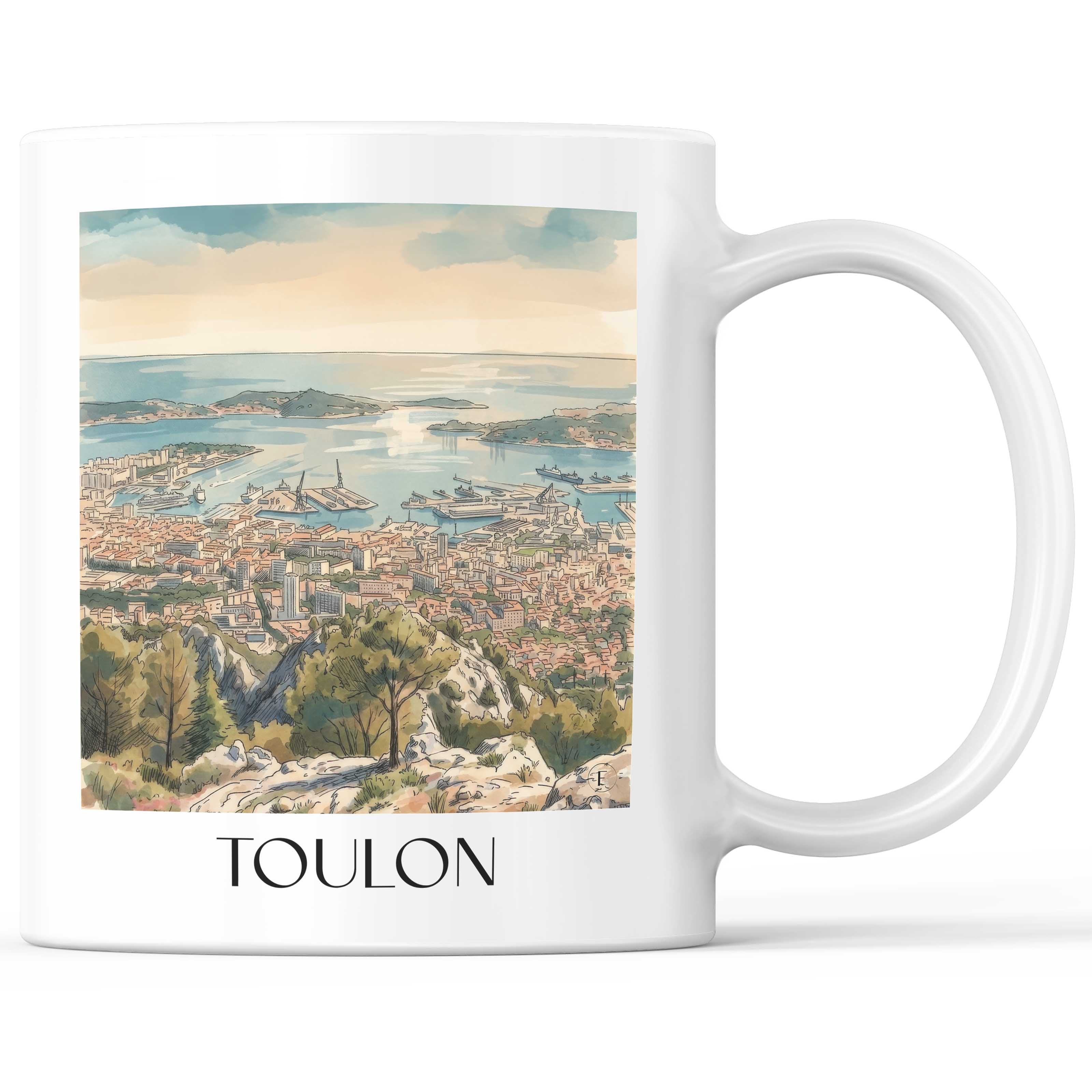 Toulon Kaffeebecher - Côte d´Azur - Frankreich Becher - Kaffeetasse im Aquarell Stil