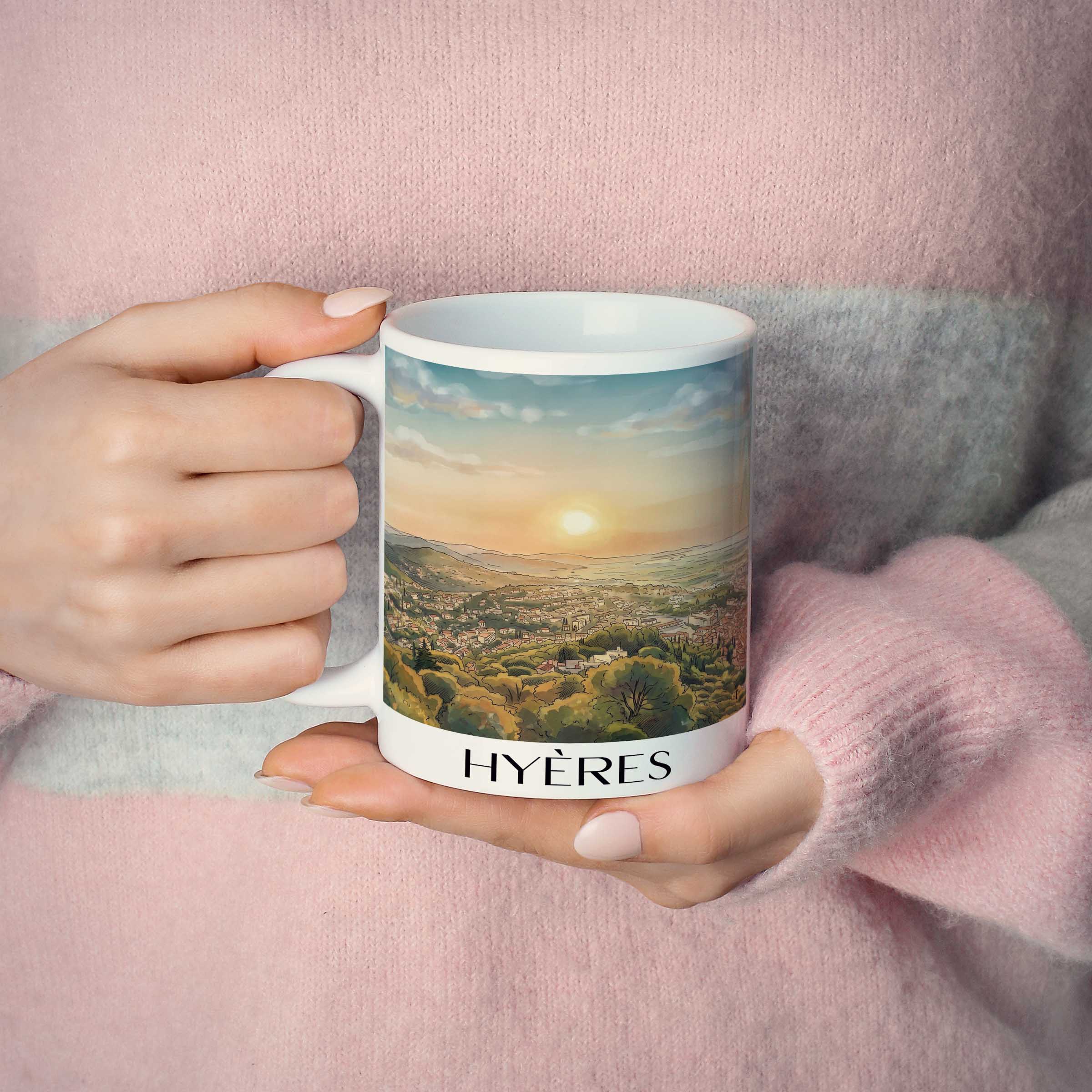 hyères-côte-d´azur-frankreich-kaffeebecher-aquarell