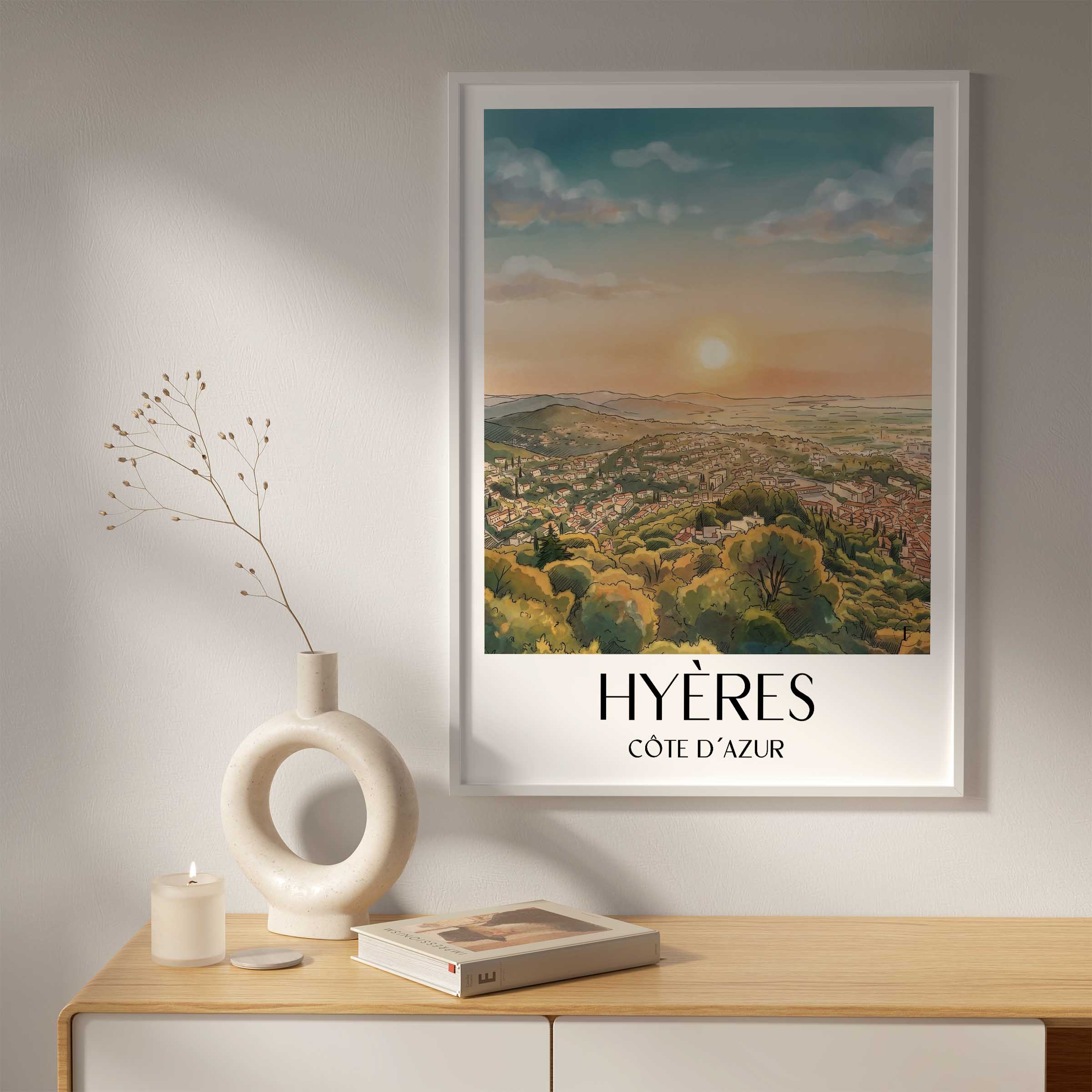 hyères-côte-d´azur-frankreich-poster-aquarell