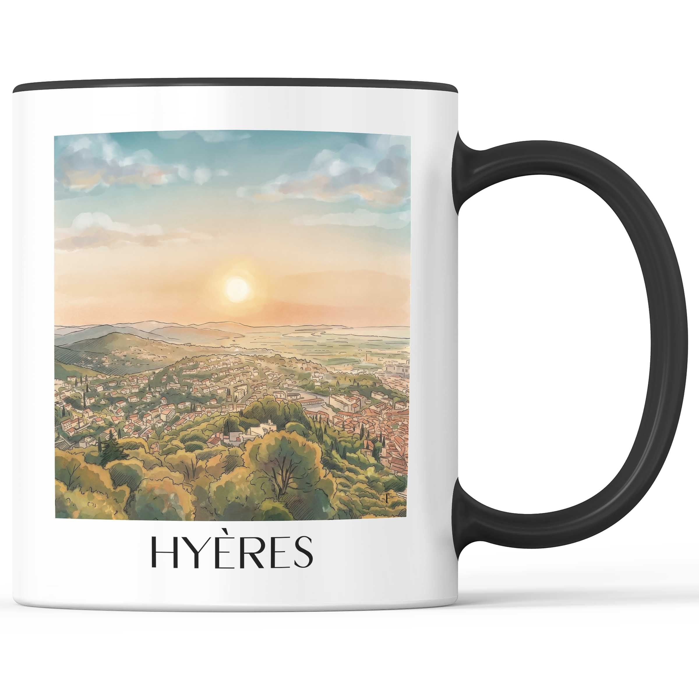 Hyères Kaffeebecher - Côte d´Azur - Frankreich Becher - Kaffeetasse im Aquarell Stil