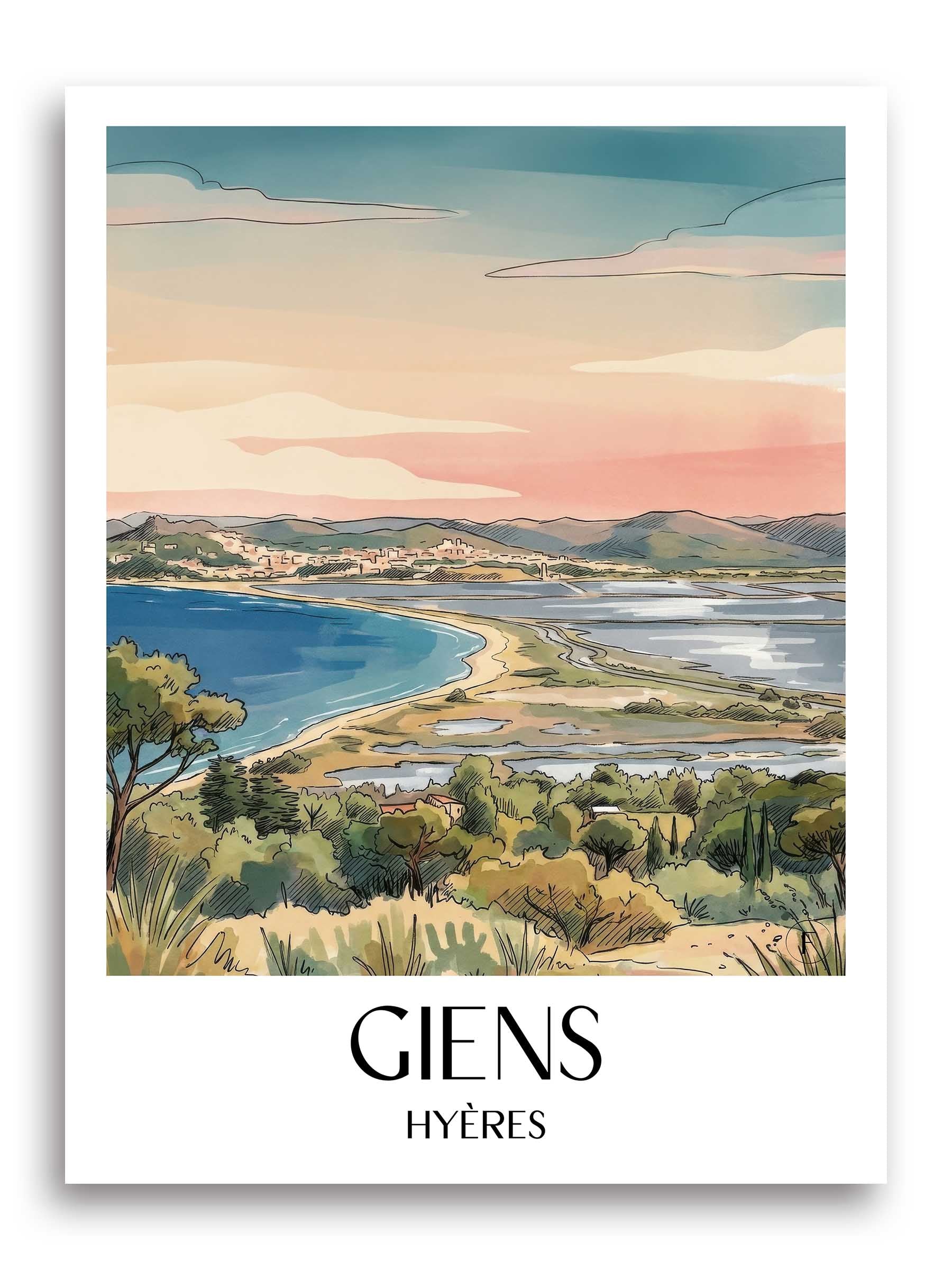 giens-hyères-frankreich-poster-aquarell