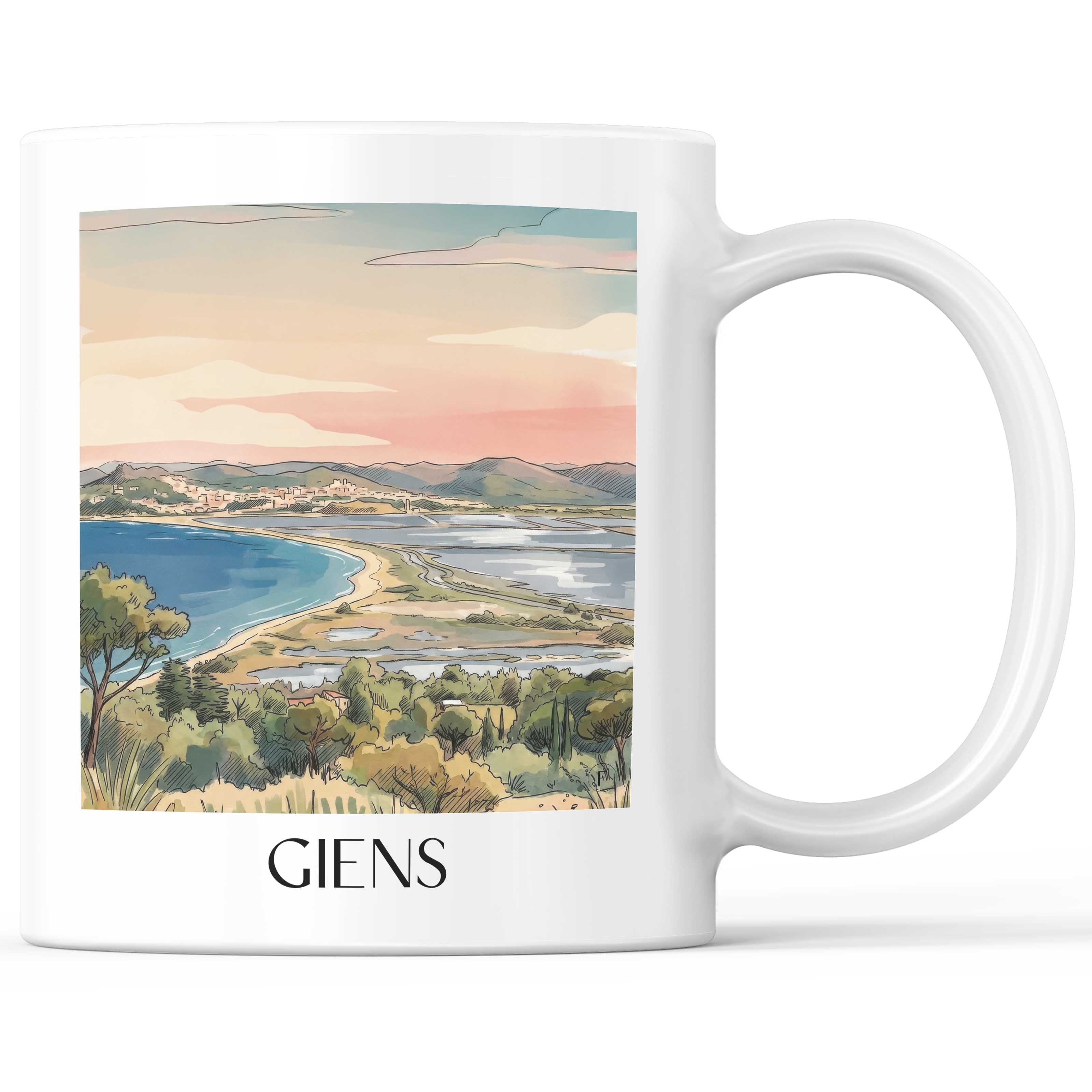 Giens Kaffeebecher - Hyères - Frankreich Becher - Kaffeetasse im Aquarell Stil