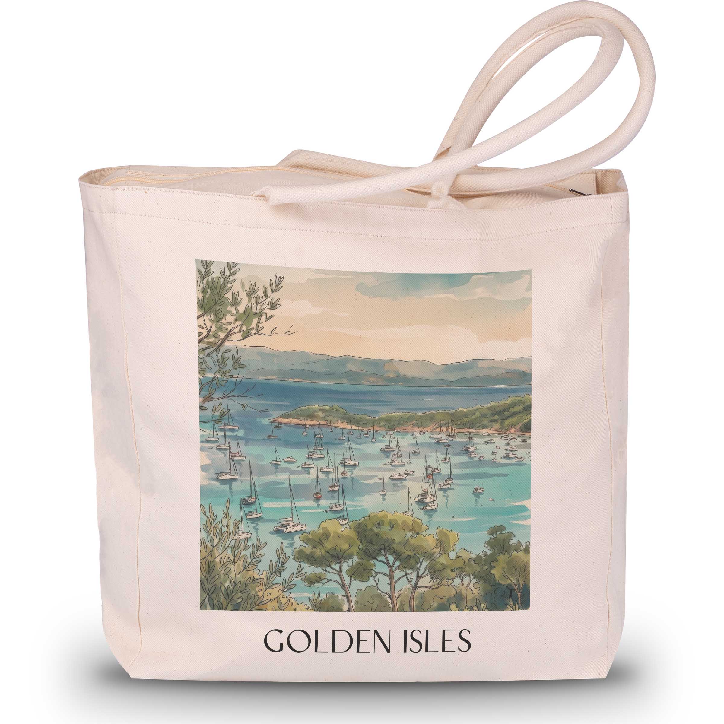 Îles d'Or Shopping Tasche - Hyères - Frankreich Tote Bag - Einkaufstasche im Aquarell Stil