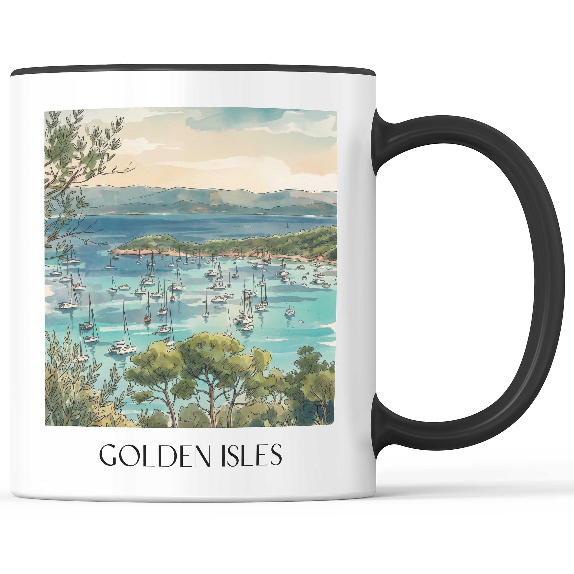 Îles d'Or Kaffeebecher - Hyères - Frankreich Becher - Kaffeetasse im Aquarell Stil