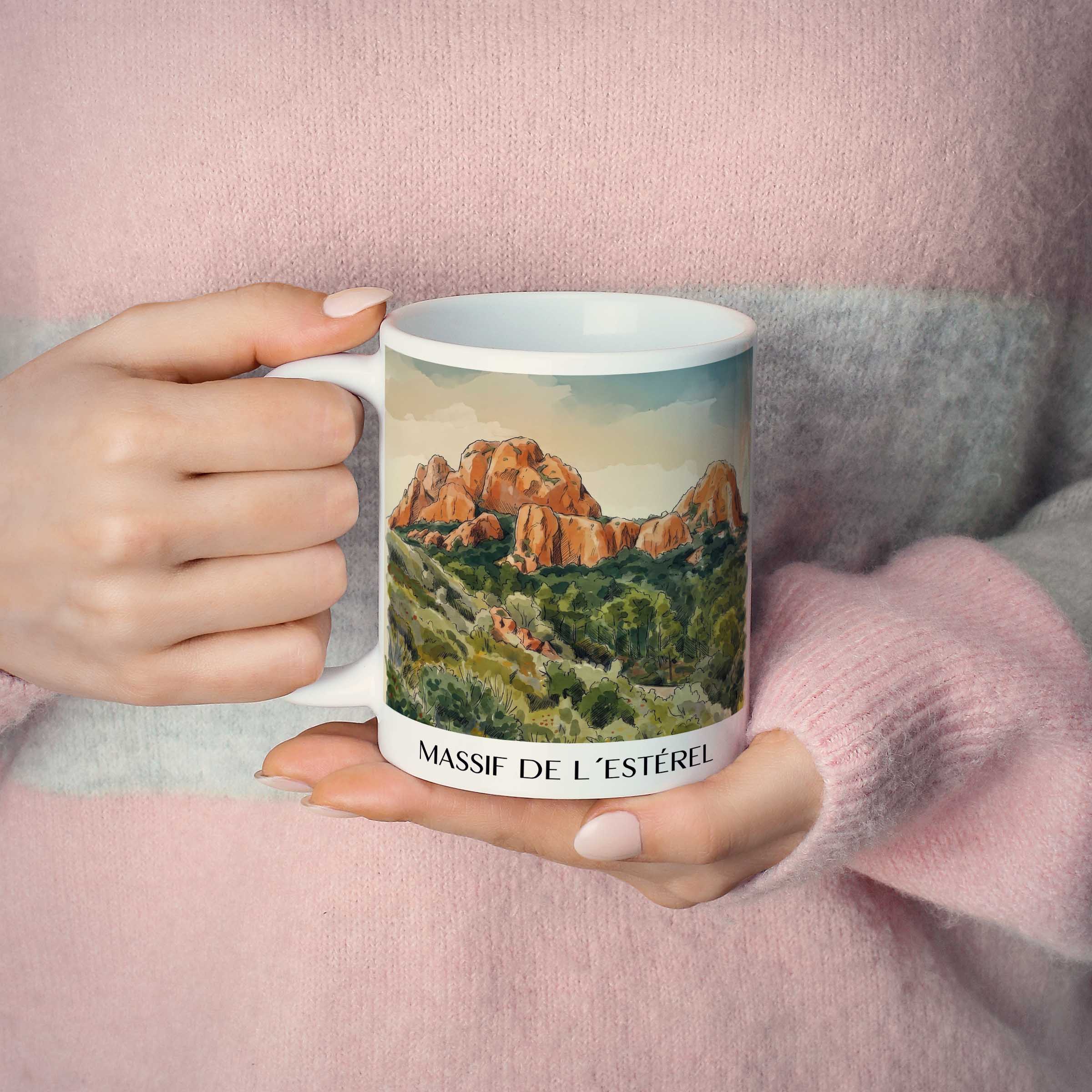 massif-de-l´estérel-côte-d´azur-frankreich-kaffeebecher-aquarell