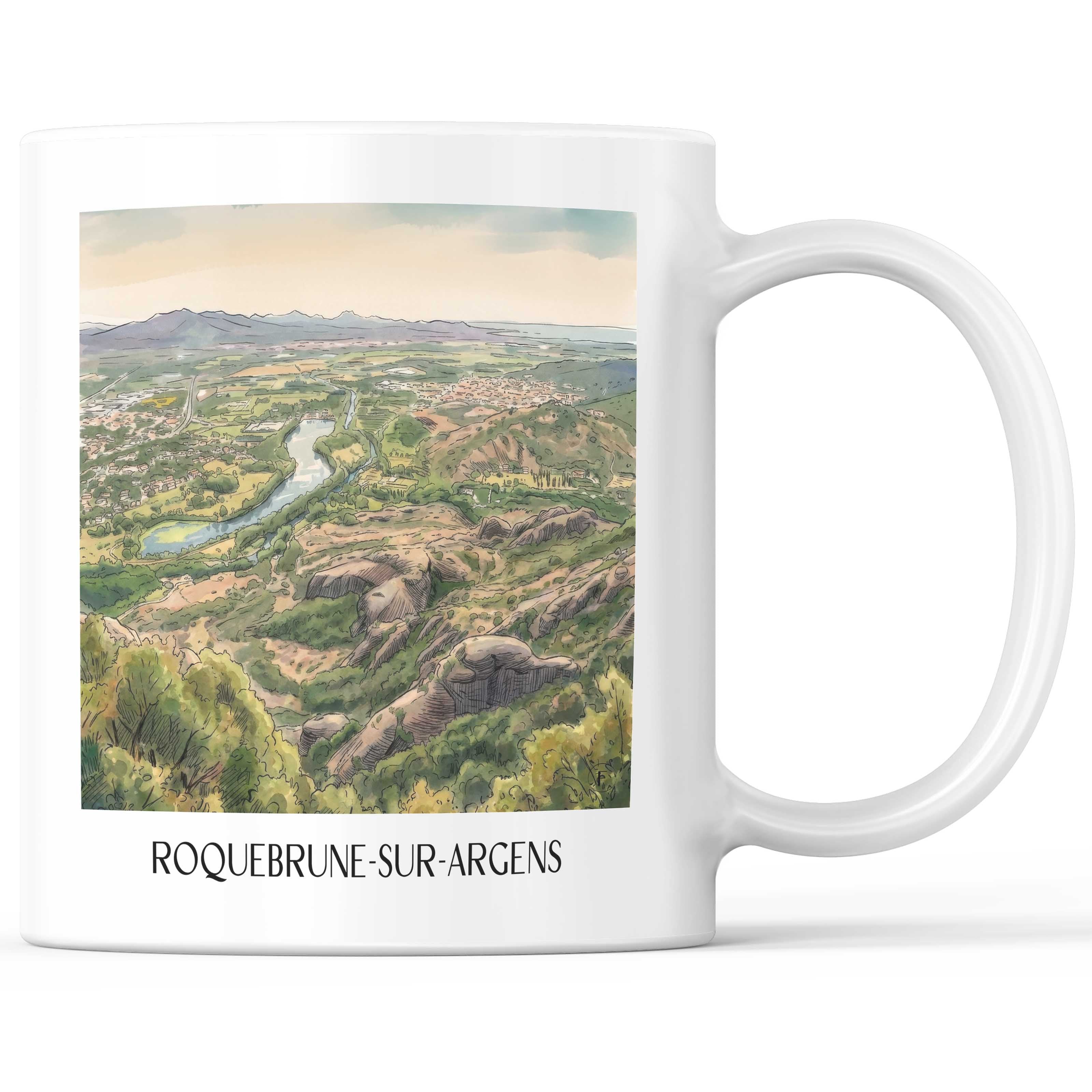 roquebrune-sur-argens-côte-d´azur-frankreich-kaffeebecher-aquarell