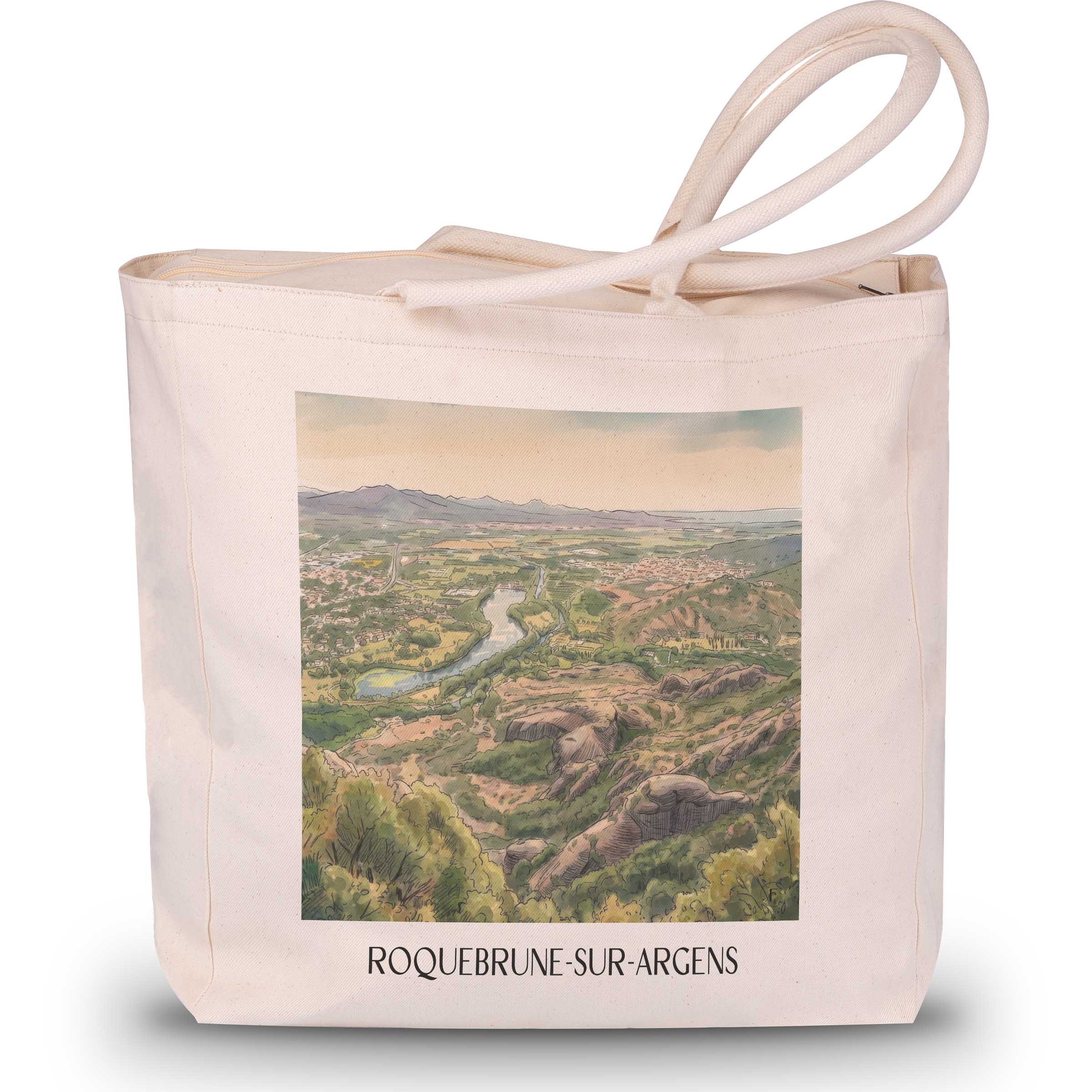 Roquebrune-sur-Argens Shopping Tasche - Côte d´Azur - Frankreich Tote Bag - Einkaufstasche im Aquarell Stil