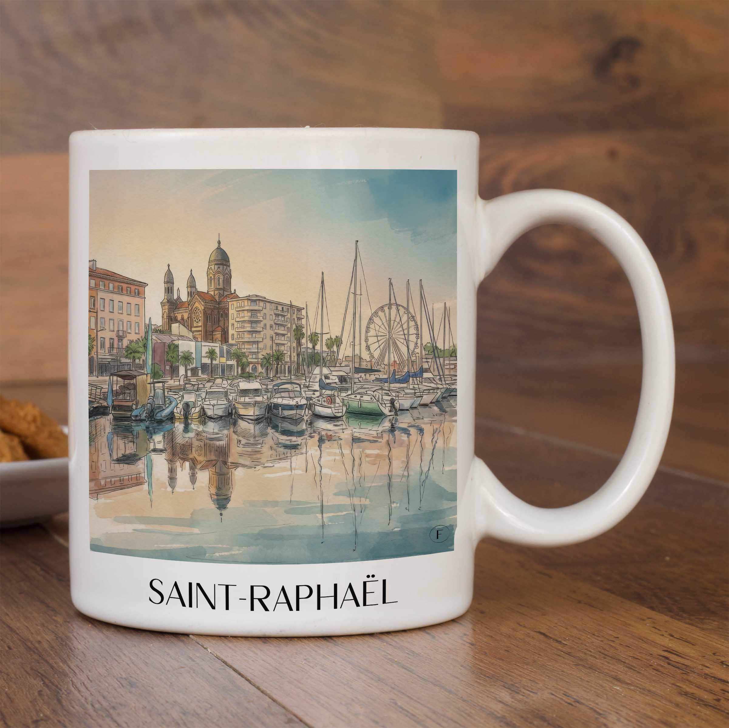 saint-raphaël-côte-d´azur-frankreich-kaffeebecher-aquarell