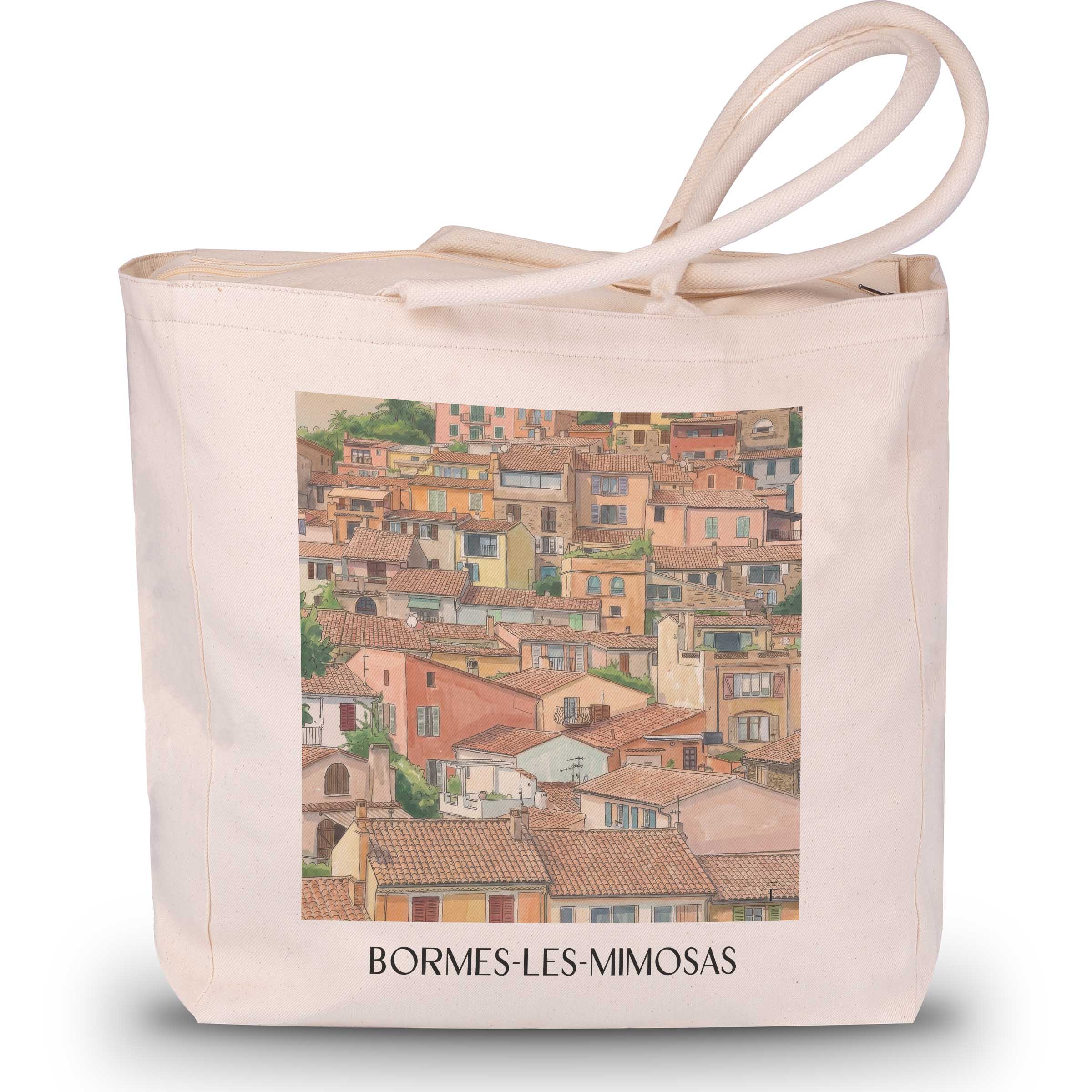 Bormes-les-Mimosas Shopping Tasche - Côte des Maures - Frankreich Tote Bag - Einkaufstasche im Aquarell Stil