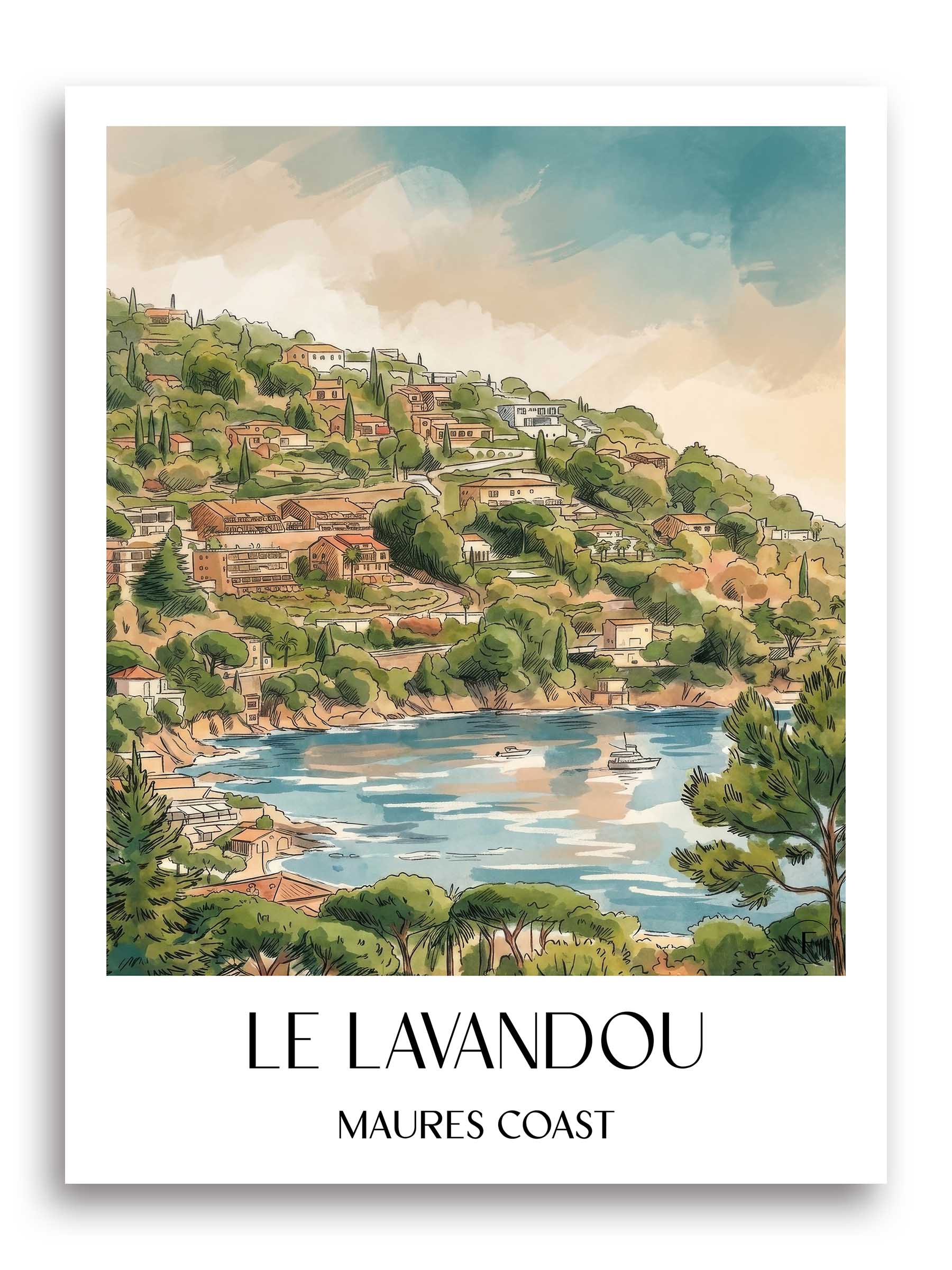 Le Lavandou Poster - Côte des Maures - Frankreich Kunstdruck - Aquarell von A4 bis A1