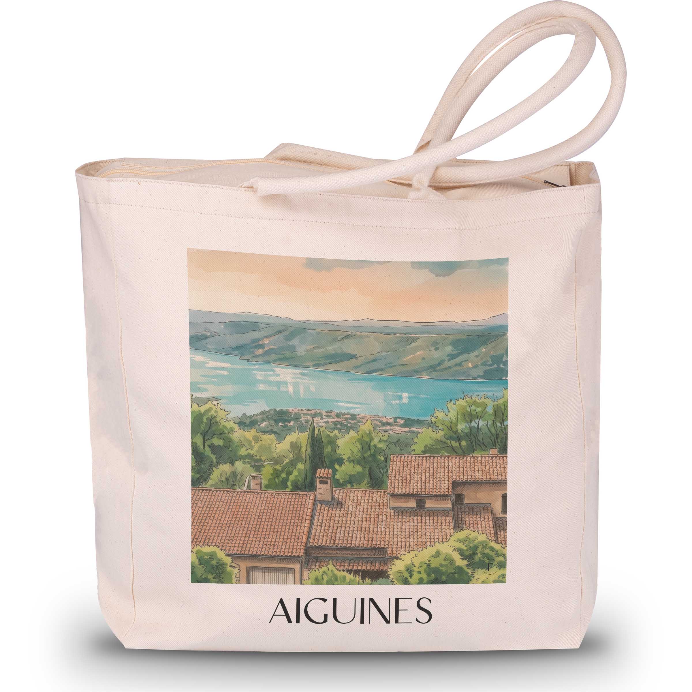 aiguines-verdon-frankreich-einkaufstasche-aquarell