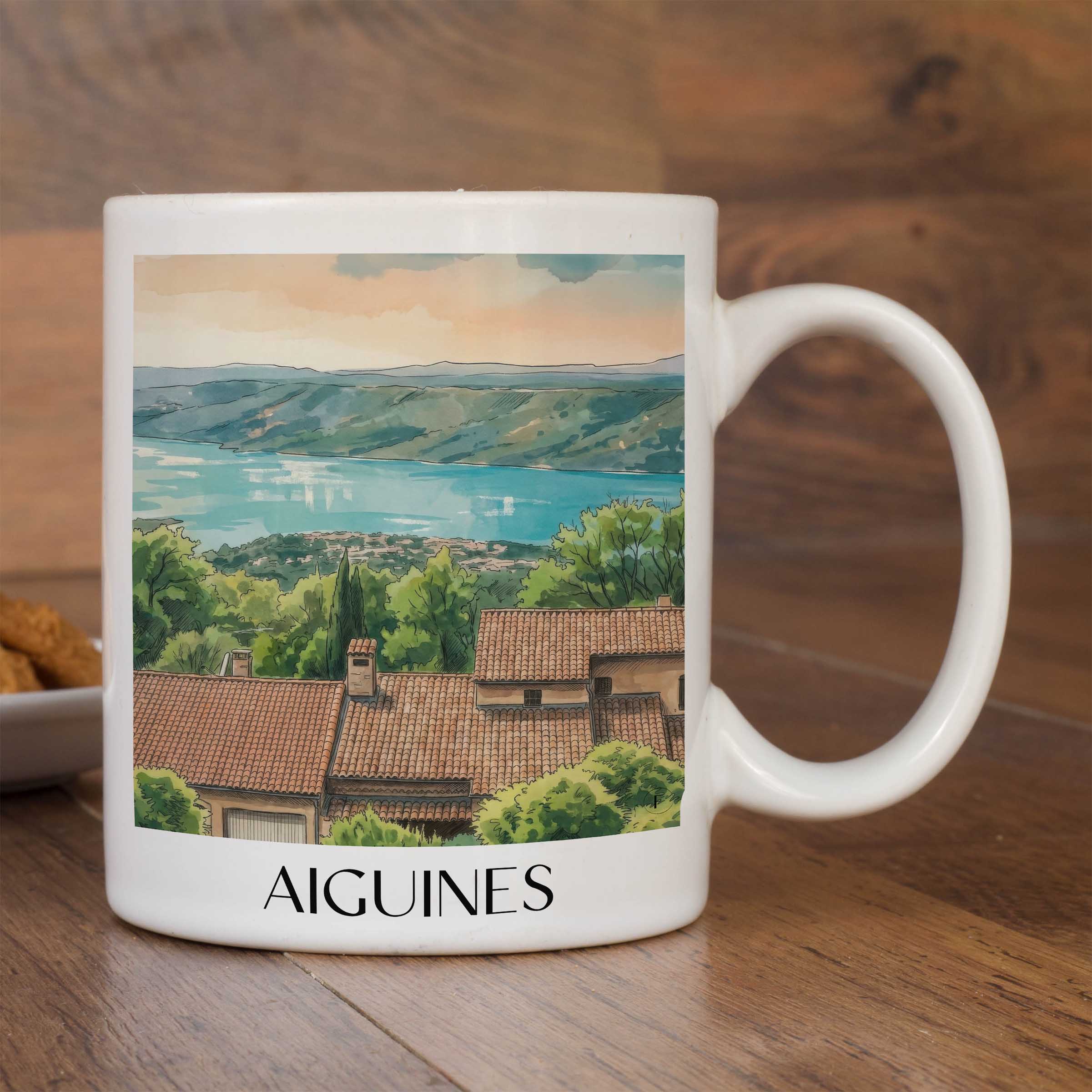 aiguines-verdon-frankreich-kaffeebecher-aquarell