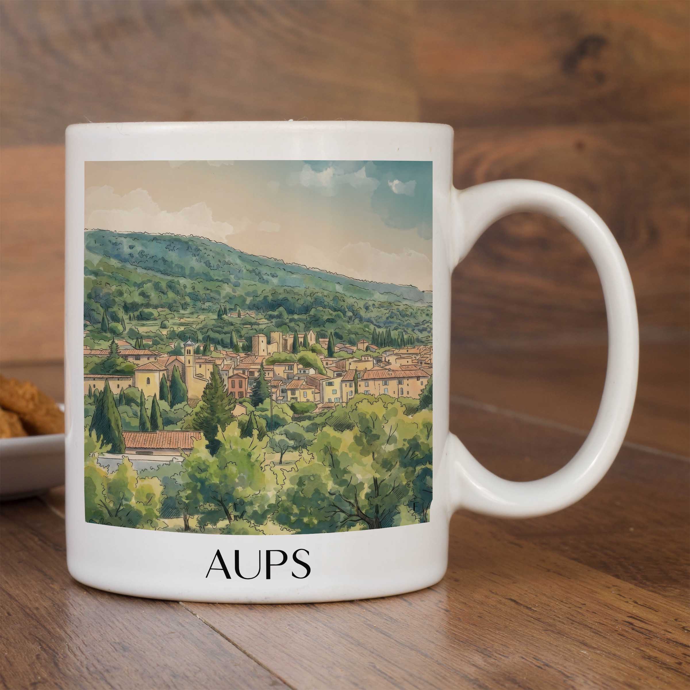 aups-provence-verte-frankreich-kaffeebecher-aquarell