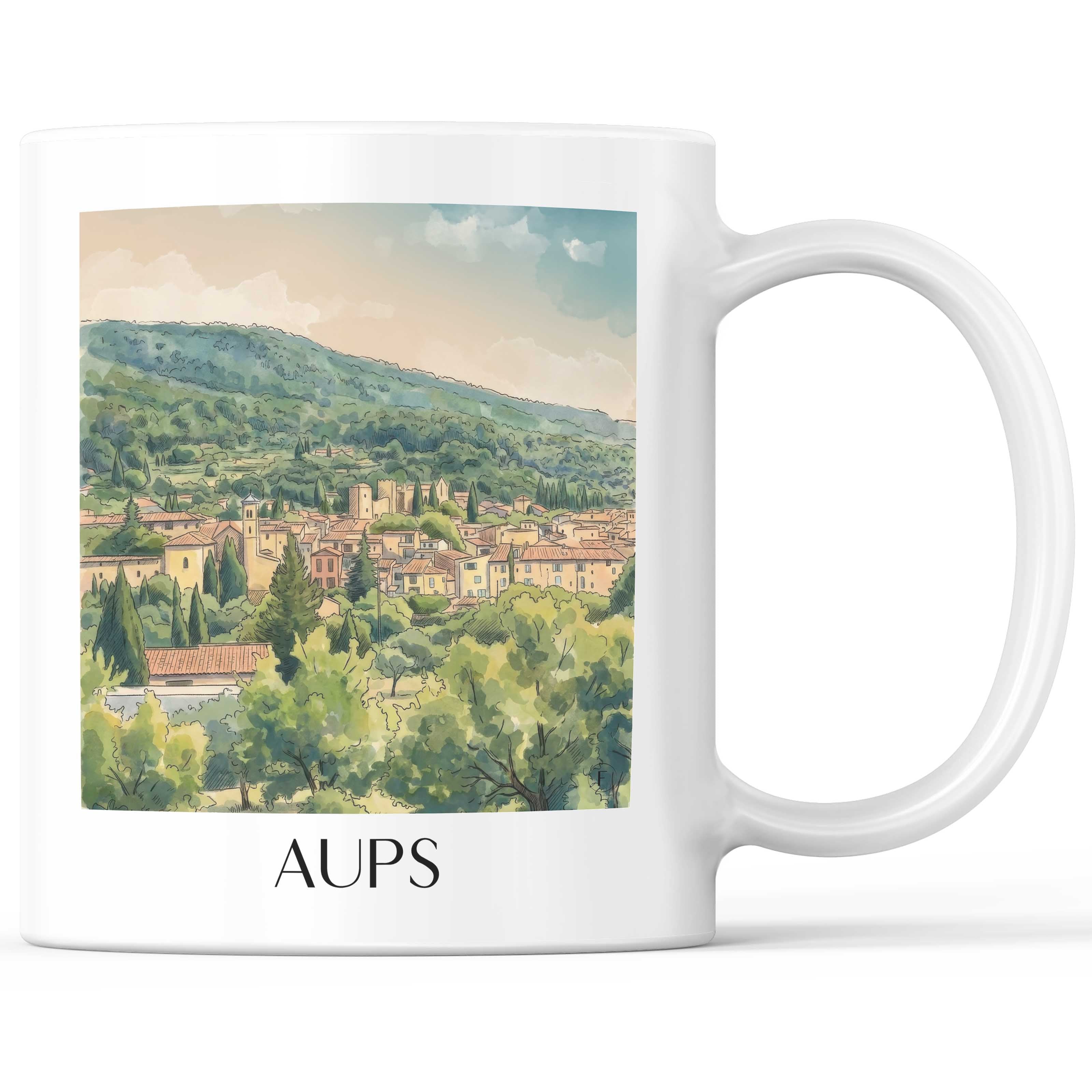 aups-provence-verte-frankreich-kaffeebecher-aquarell