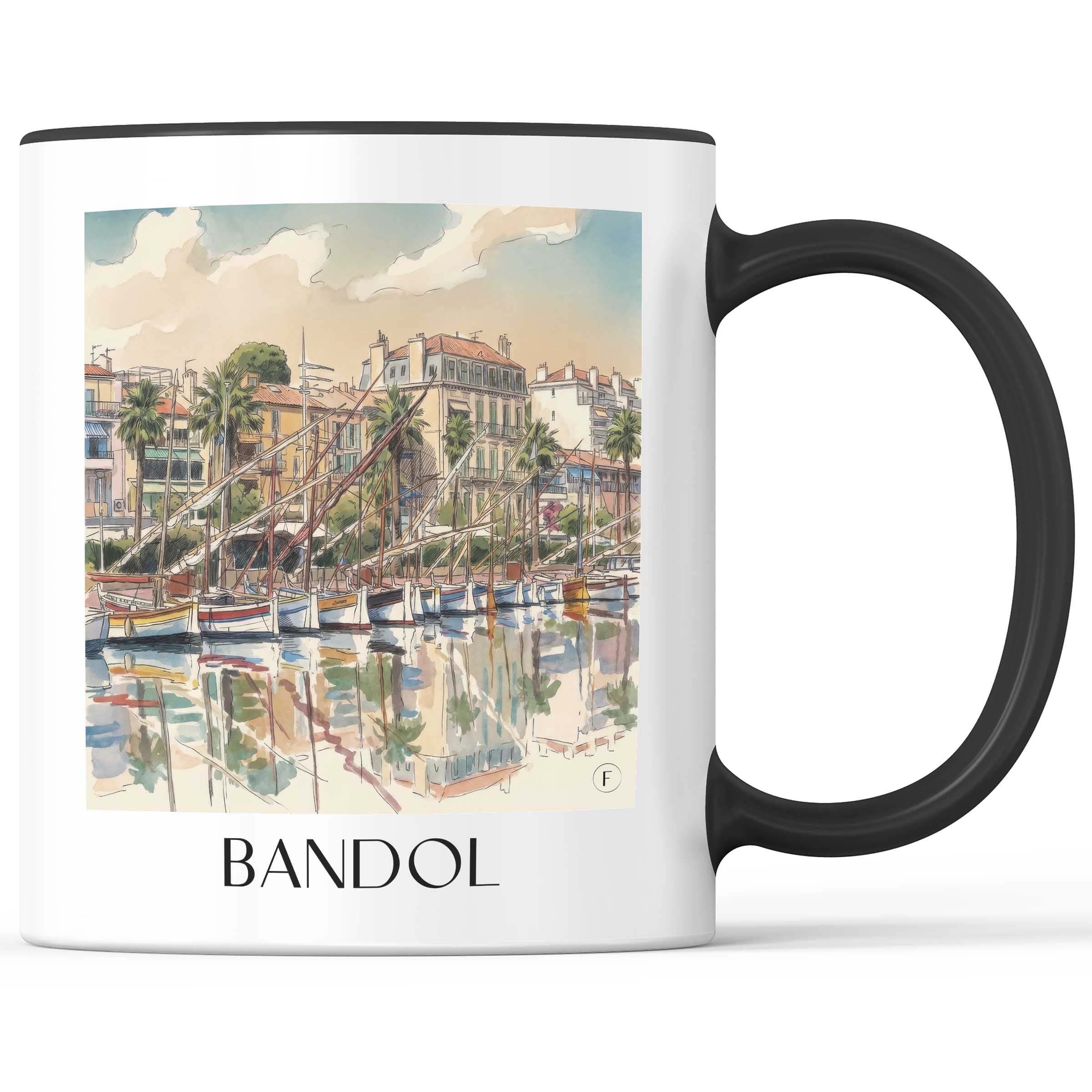 Bandol Kaffeebecher - Côte Provençale - Frankreich Becher - Kaffeetasse im Aquarell Stil