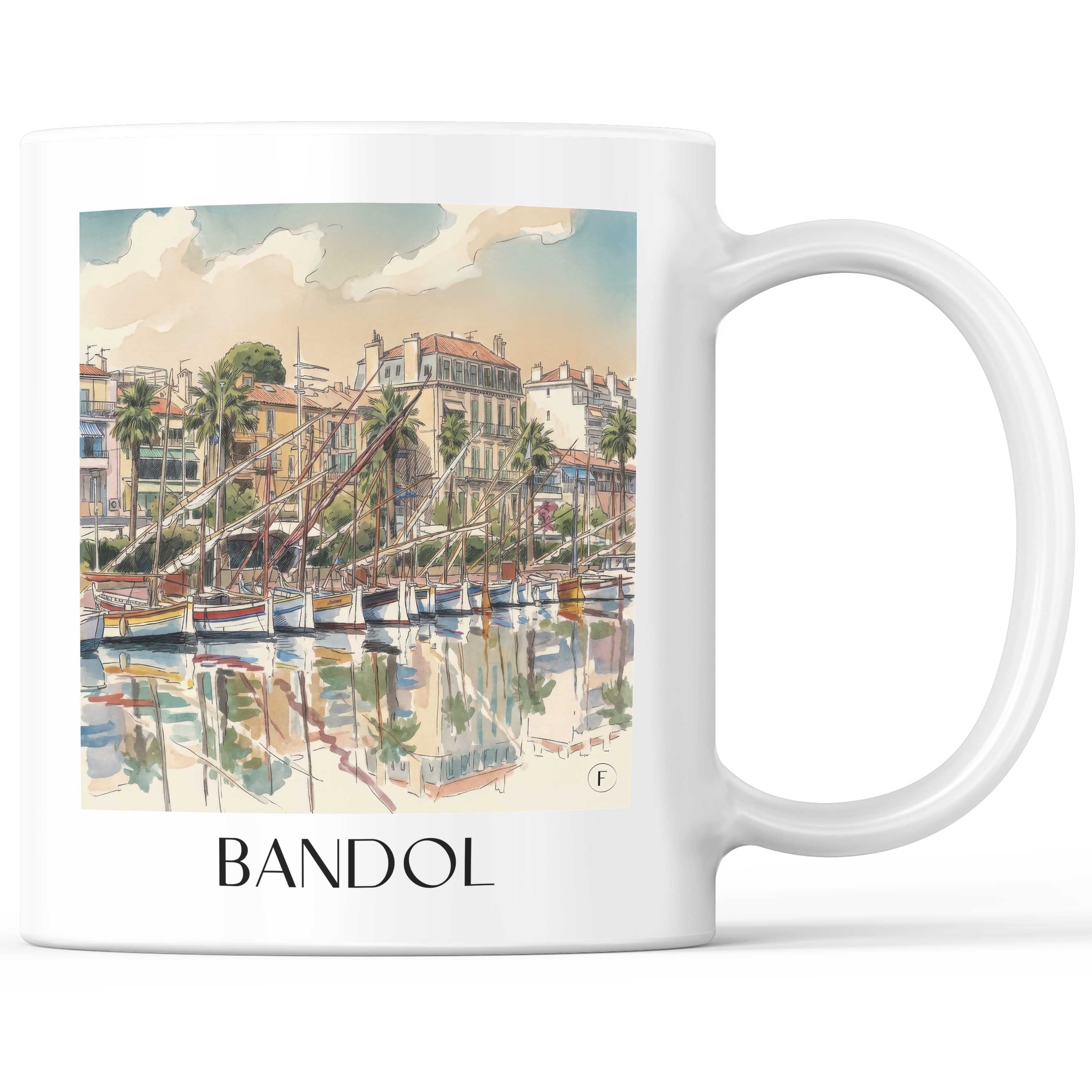 Bandol Kaffeebecher - Côte Provençale - Frankreich Becher - Kaffeetasse im Aquarell Stil