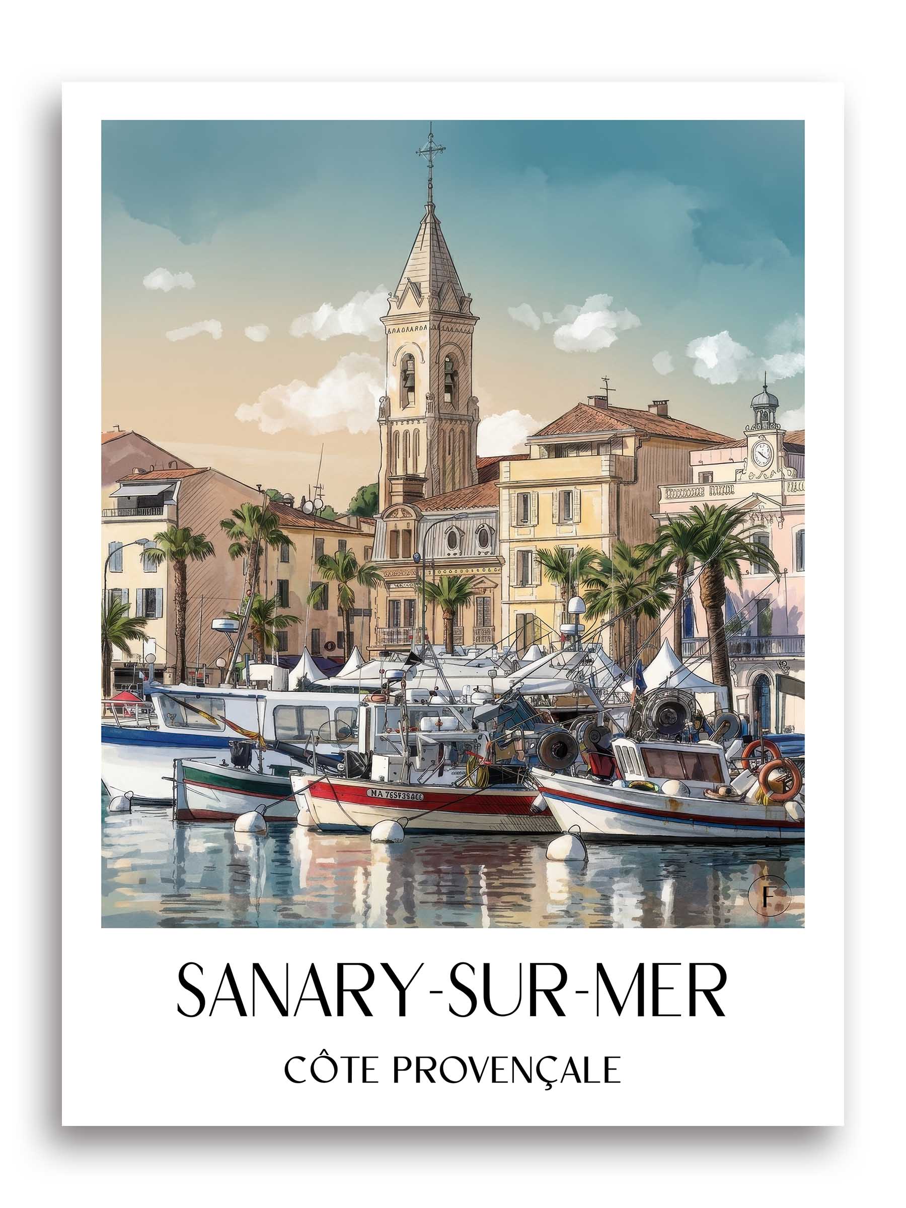 sanary-sur-mer-côte-provençale-frankreich-poster-aquarell