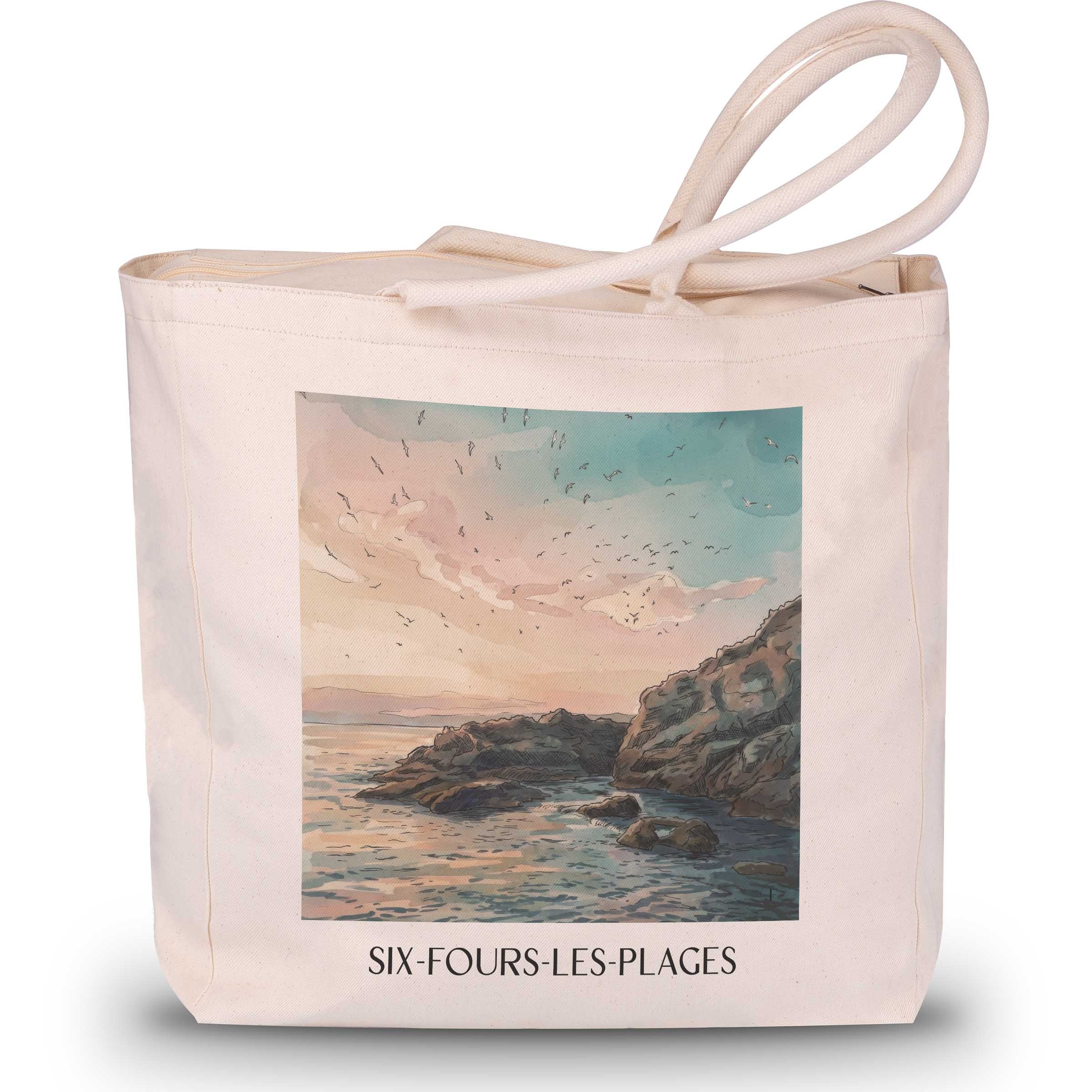 six-fours-les-plages-côte-provençale-frankreich-einkaufstasche-aquarell