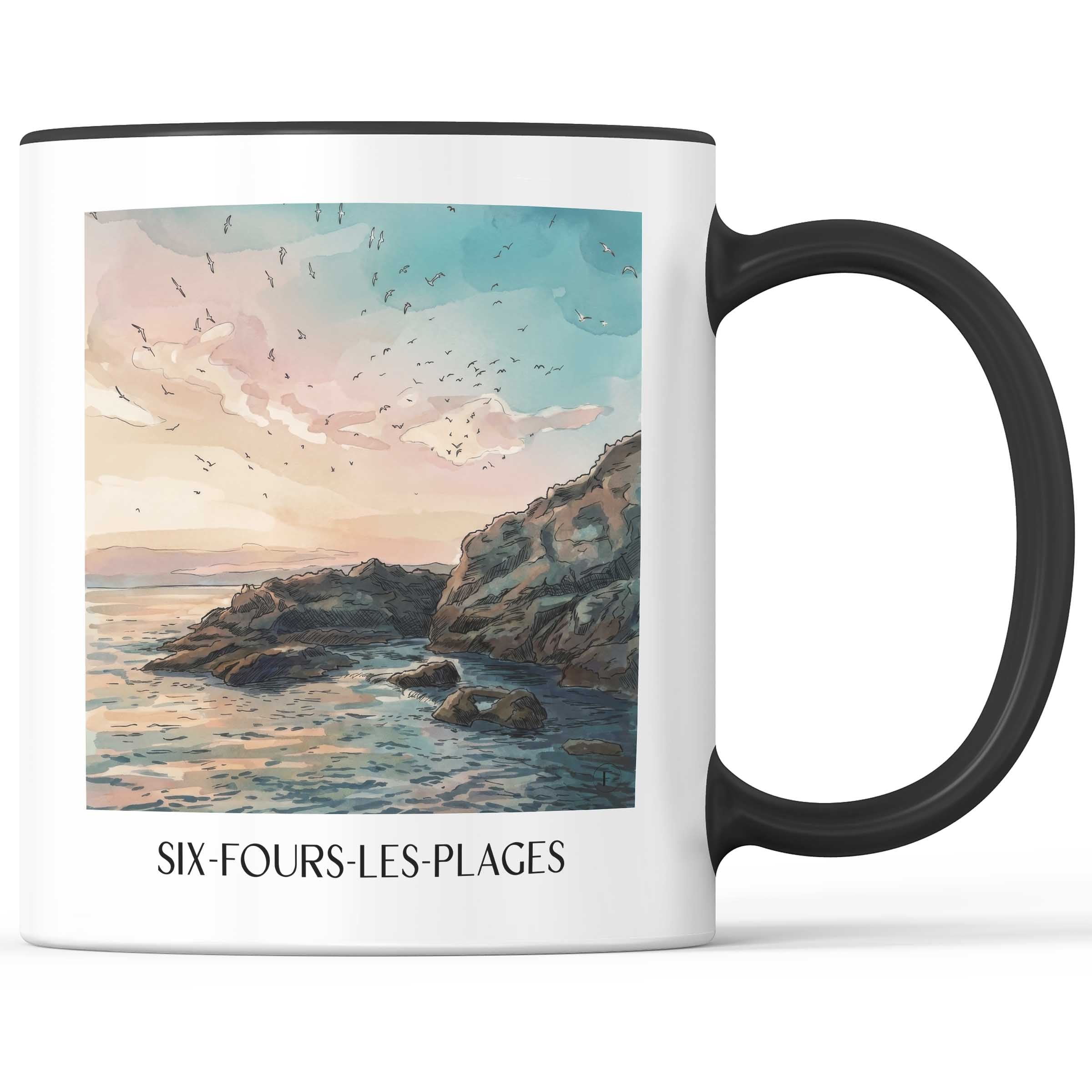 six-fours-les-plages-côte-provençale-frankreich-kaffeebecher-aquarell