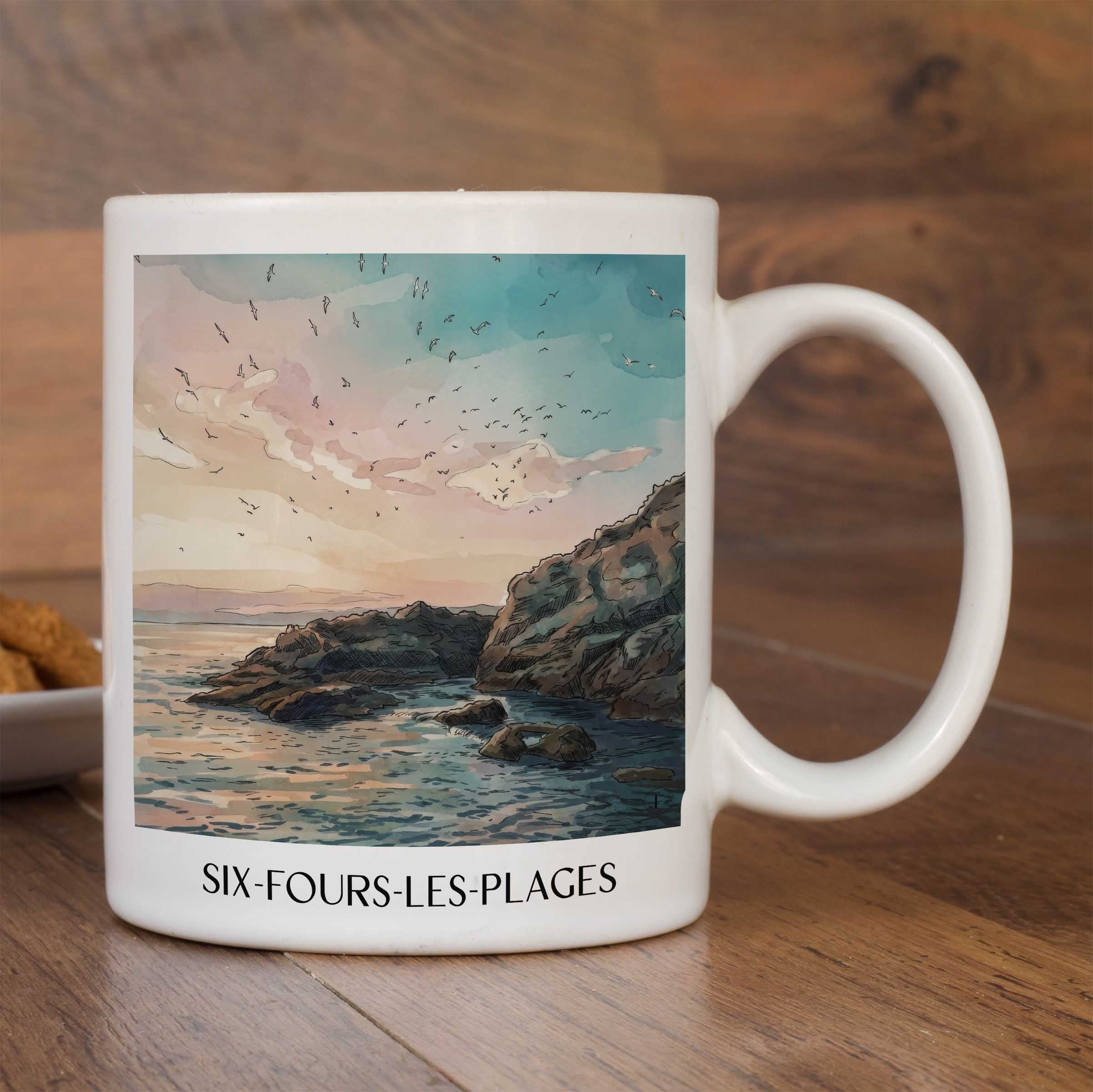 six-fours-les-plages-côte-provençale-frankreich-kaffeebecher-aquarell