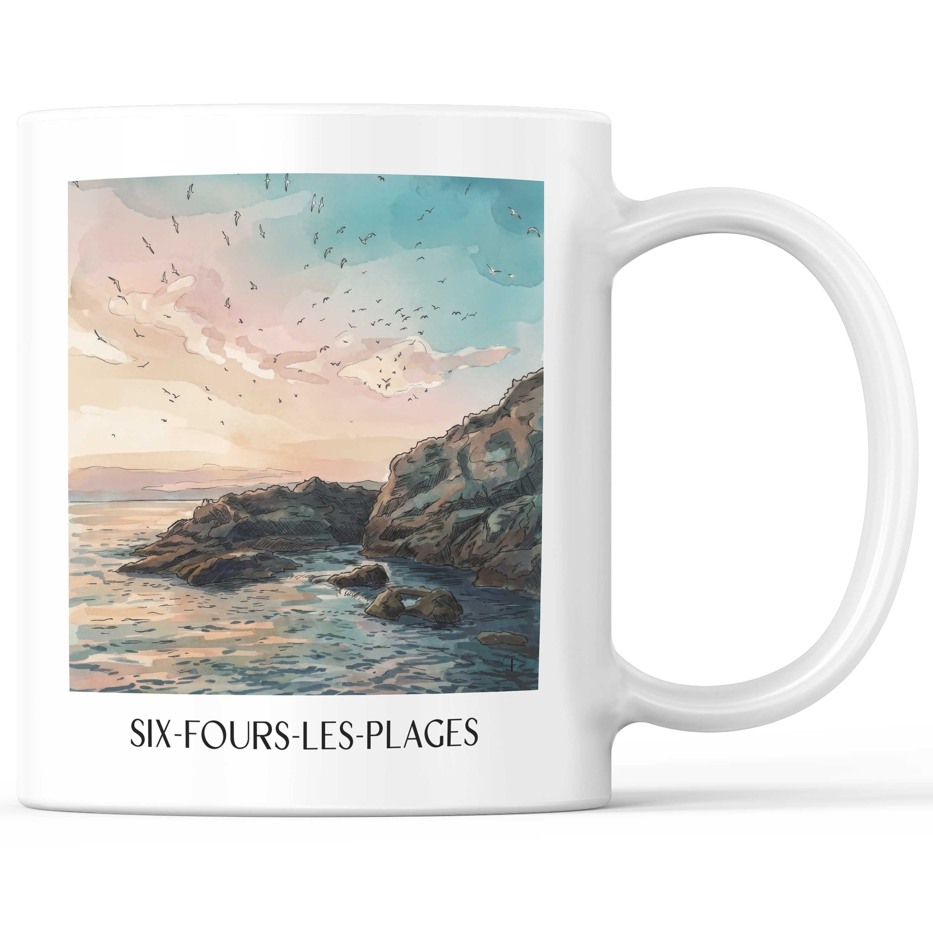 six-fours-les-plages-côte-provençale-frankreich-kaffeebecher-aquarell