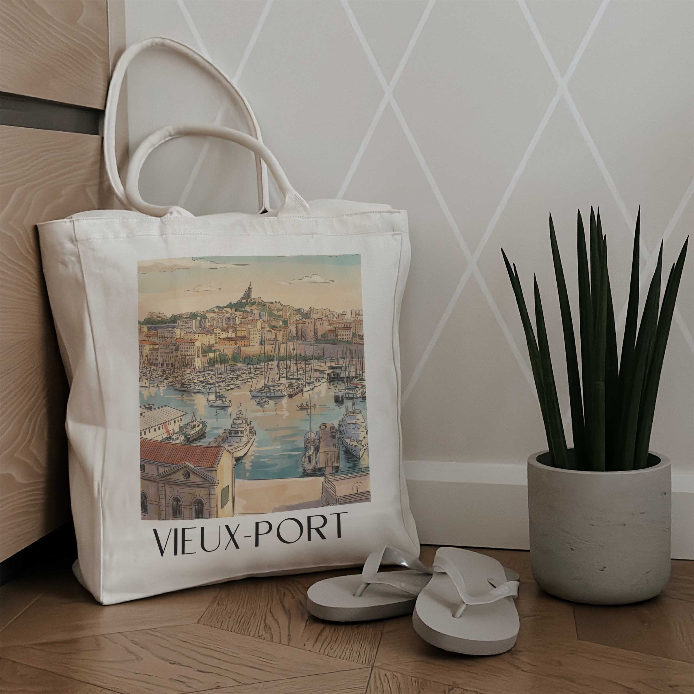 vieux-port-marseille-frankreich-einkaufstasche-aquarell