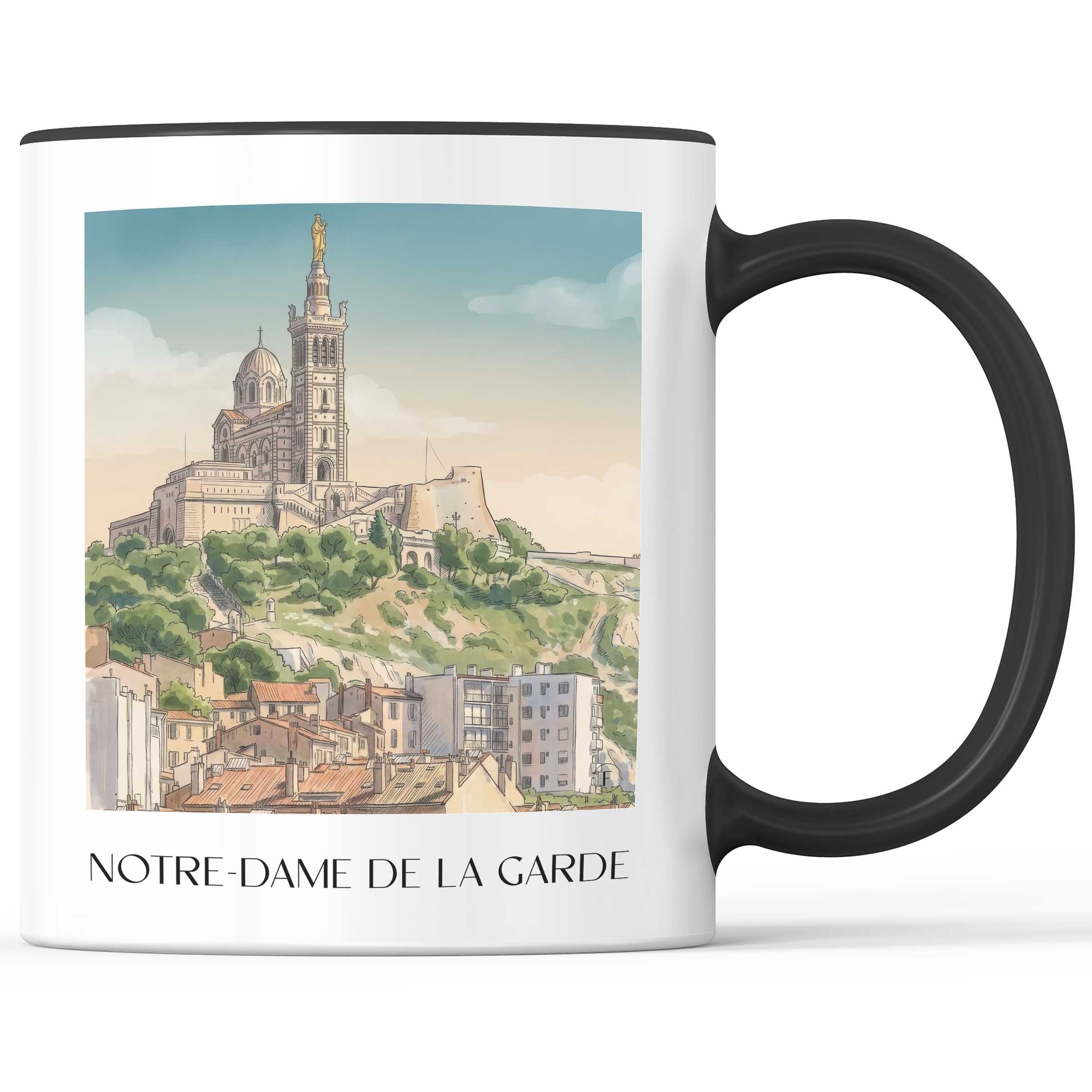 Notre-Dame de la Garde Kaffeebecher - Marseille - Frankreich Becher - Kaffeetasse im Aquarell Stil