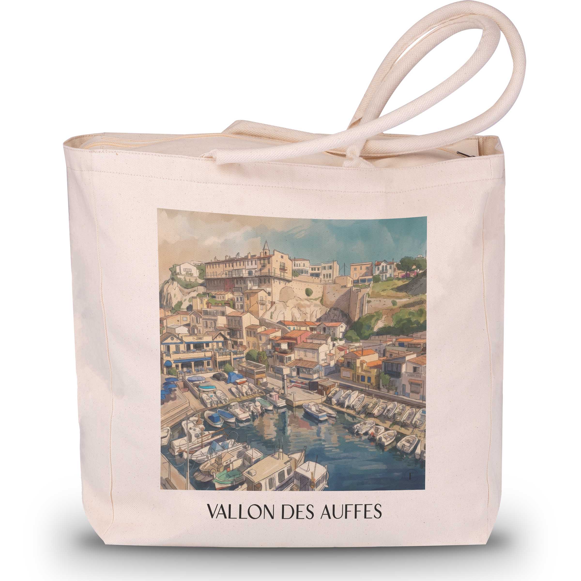 Vallon des Auffes Shopping Tasche - Marseille - Frankreich Tote Bag - Einkaufstasche im Aquarell Stil