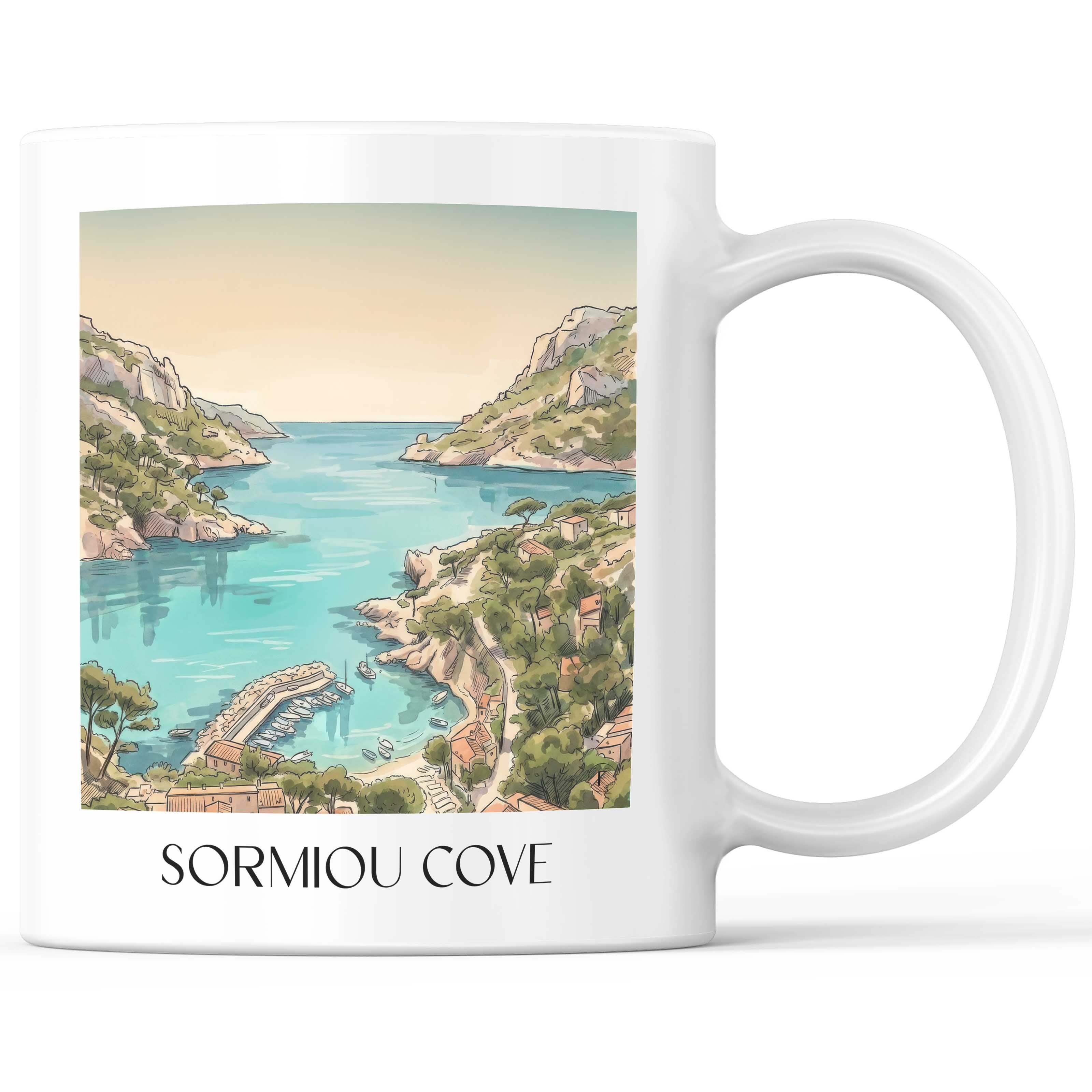 Calanque de Sormiou Kaffeebecher - Côte d´Azur - Frankreich Becher - Kaffeetasse im Aquarell Stil