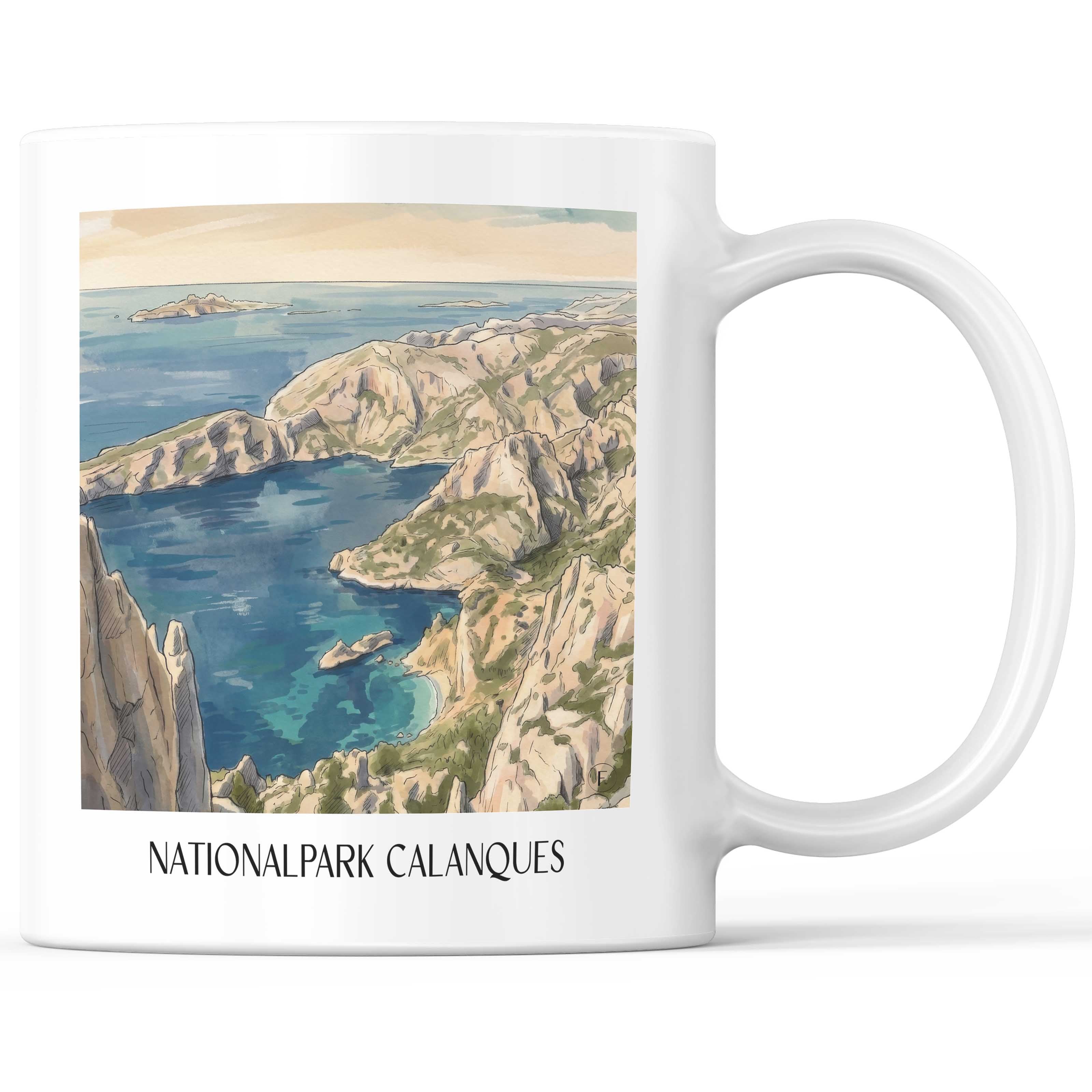 nationalpark-calanques-côte-d´azur-frankreich-kaffeebecher-aquarell
