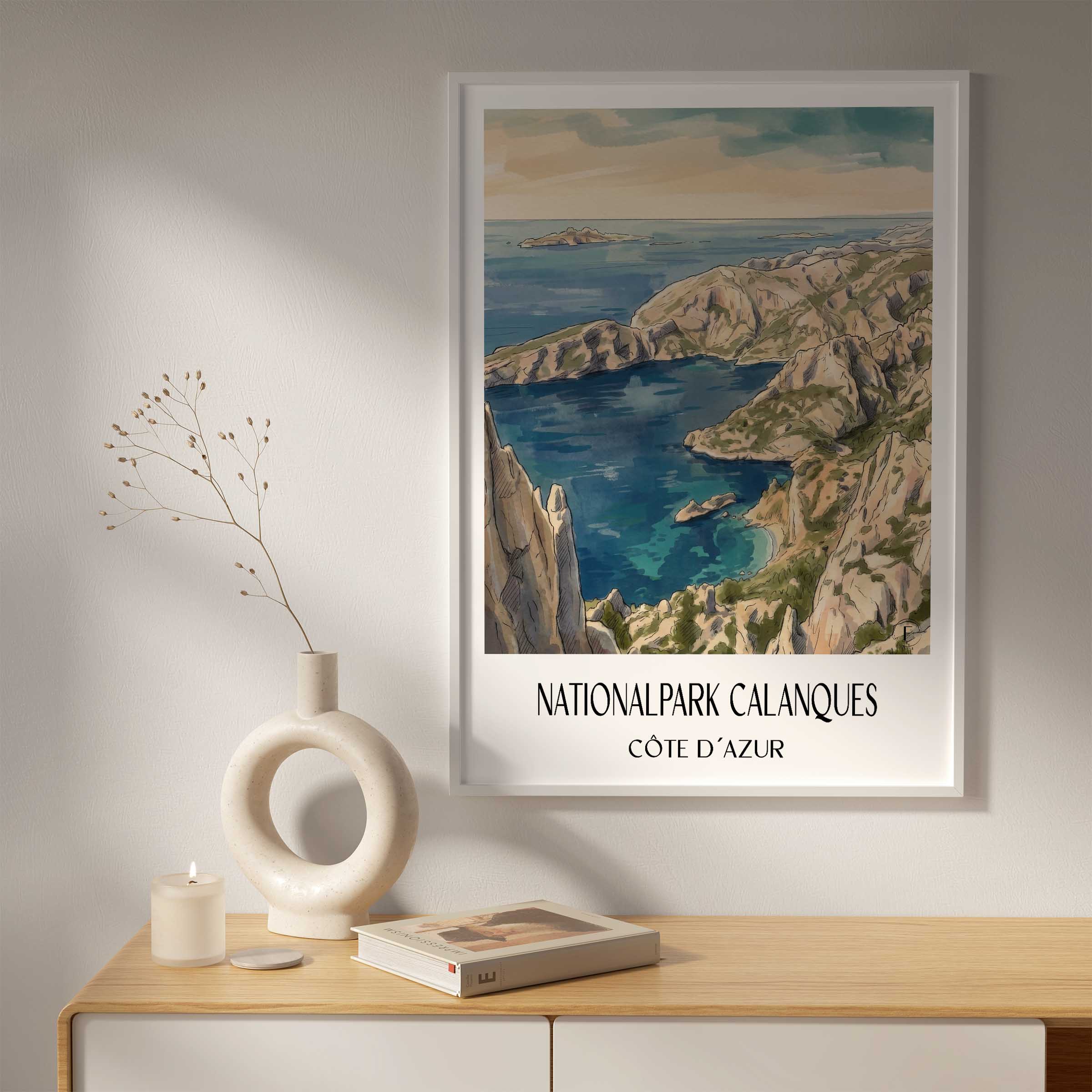 nationalpark-calanques-côte-d´azur-frankreich-poster-aquarell